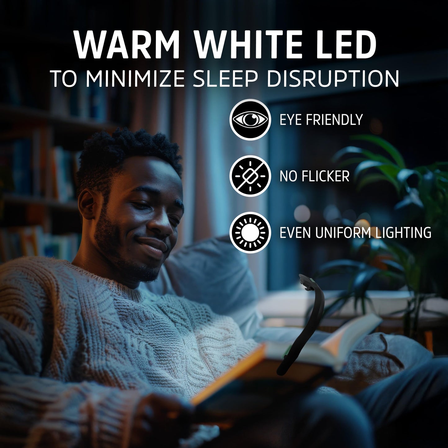 Energizer Flex-R LED Rechargeable Book Light for Reading in Bed, Reading Light with Warm LED Color, Long-Lasting and Lightweight