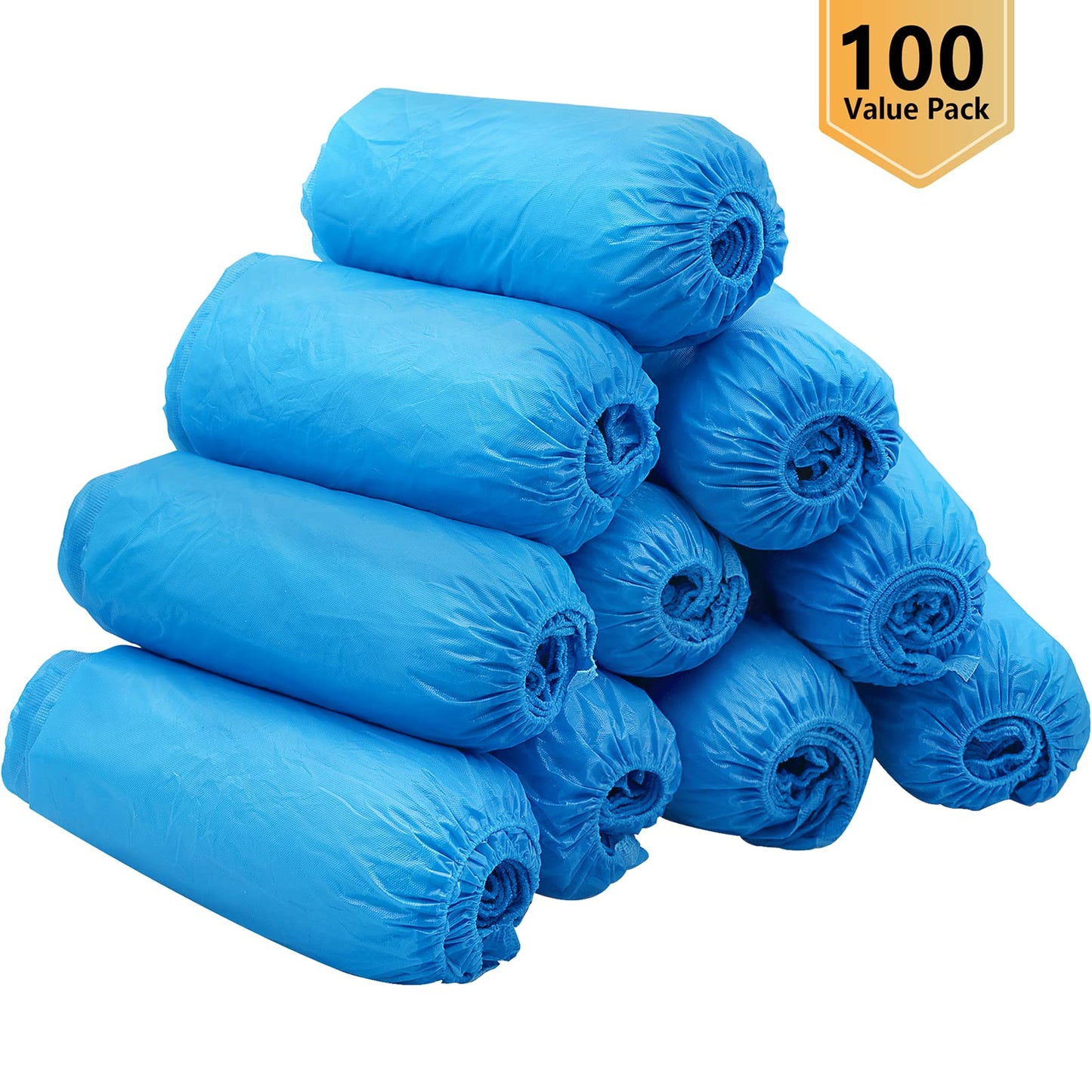 Hitituto Shoe Covers Disposable Non-slip for Indoors -100 Pieces (50 Pairs) Waterproof Premium CPE Booties Shoes Protectors Coverings, fits up to size 11 US Men and 13 US Women, Blue, Large
