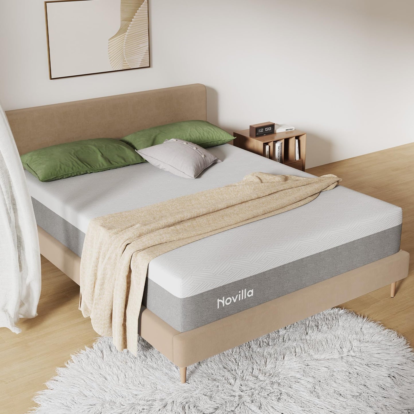 Novilla Queen Size Mattress, 12 Inch Gel Memory Foam Mattress for Cool Night & Pressure Relief, Medium Plush Feel with Motion Isolating, Bliss