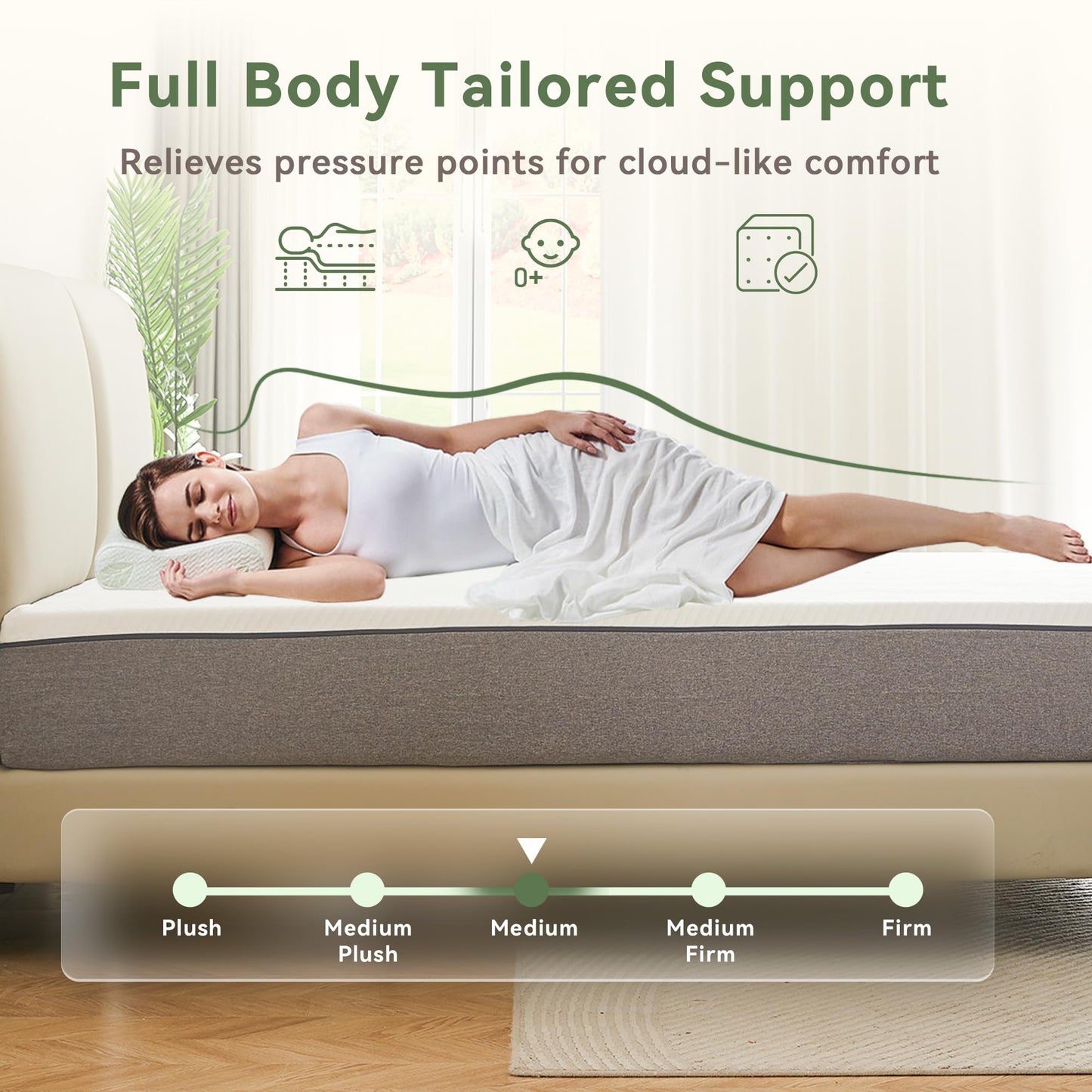 PicWooki Twin Mattress, 6 Inch Memory Foam Twin Size Mattress in a Box with Washable Removable Cover, Soft and Comfortable, Pressure Relief, Medium Firmness