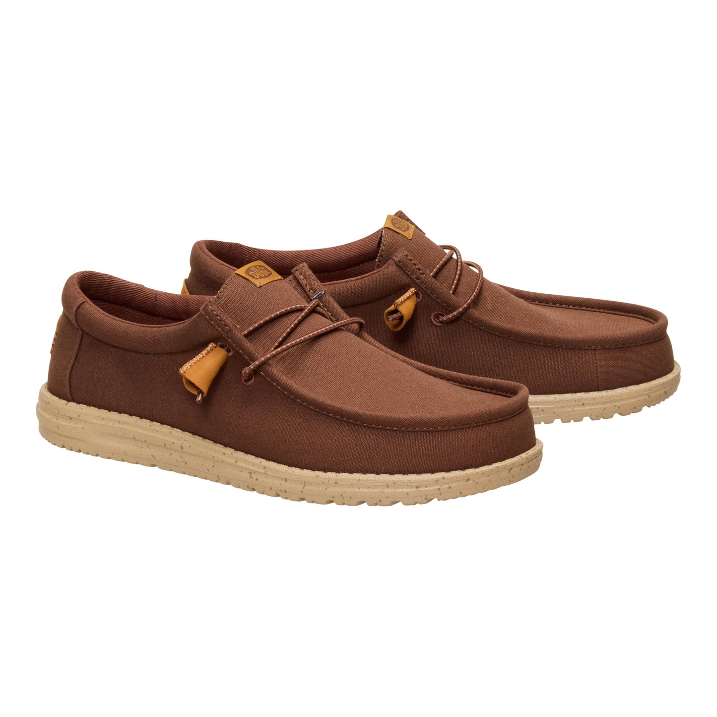 HEYDUDE Men's Wally Canvas Brown Size 11, Men’s Shoes, Slip-on Loafers, Comfortable & Light-Weight