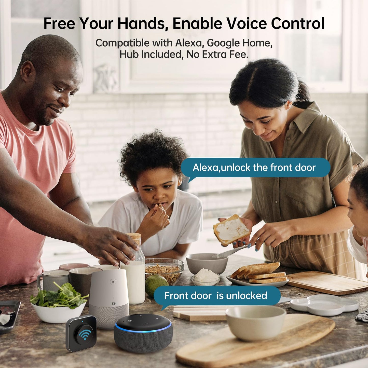 Keyless Door Lock with Handle Set - SMONET WiFi Fingerprint Smart Locks for Front Door, App Remote Control, Digital Bluetooth Keypad Deadbolt Set with Alexa, Auto Lock, Code, Fobs for Home Black