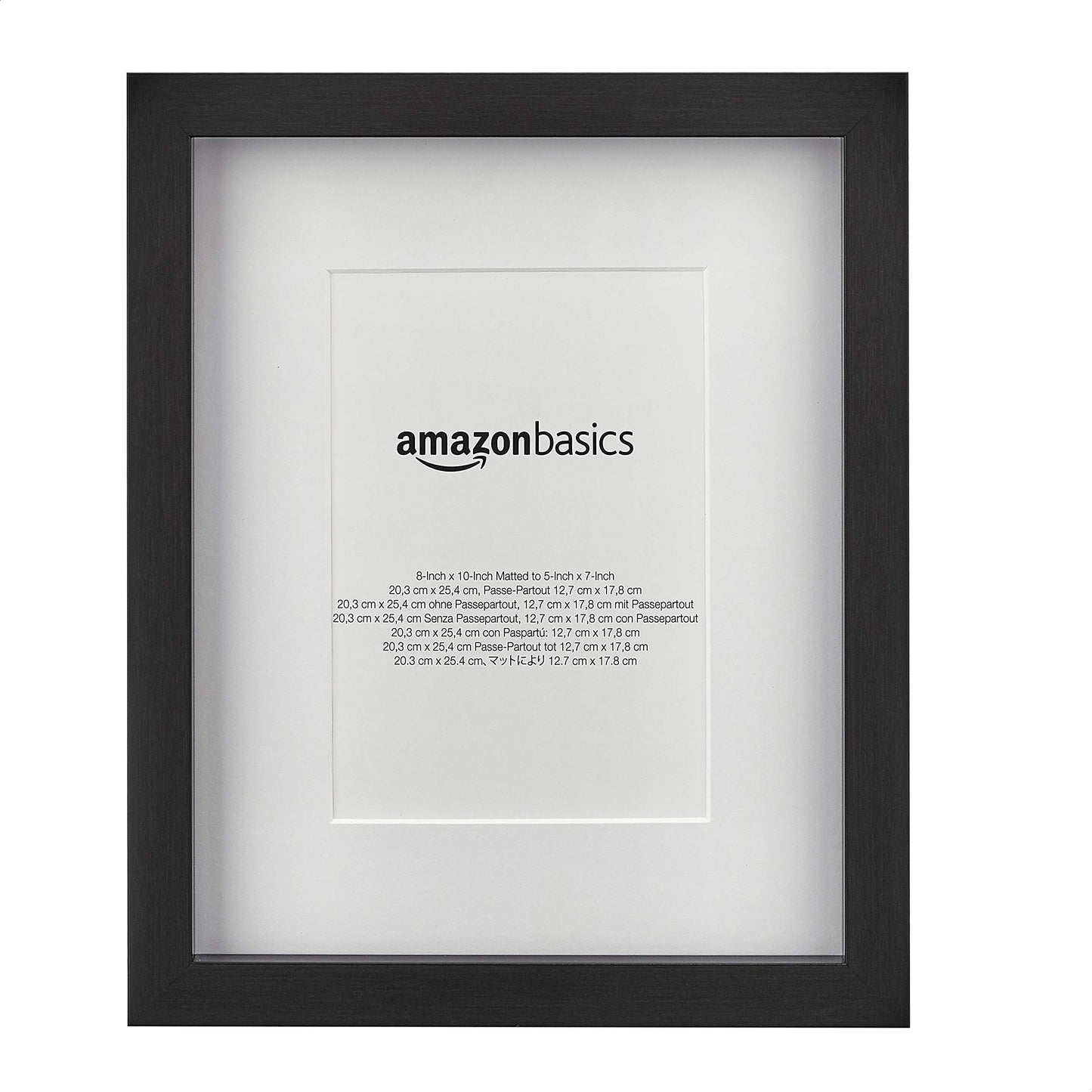 Amazon Basics Rectangular Picture Frame Set for Wall Hanging or Tabletop Display, 8 x 10 in with 5 x 7 in Mat, Black, 2-Pack