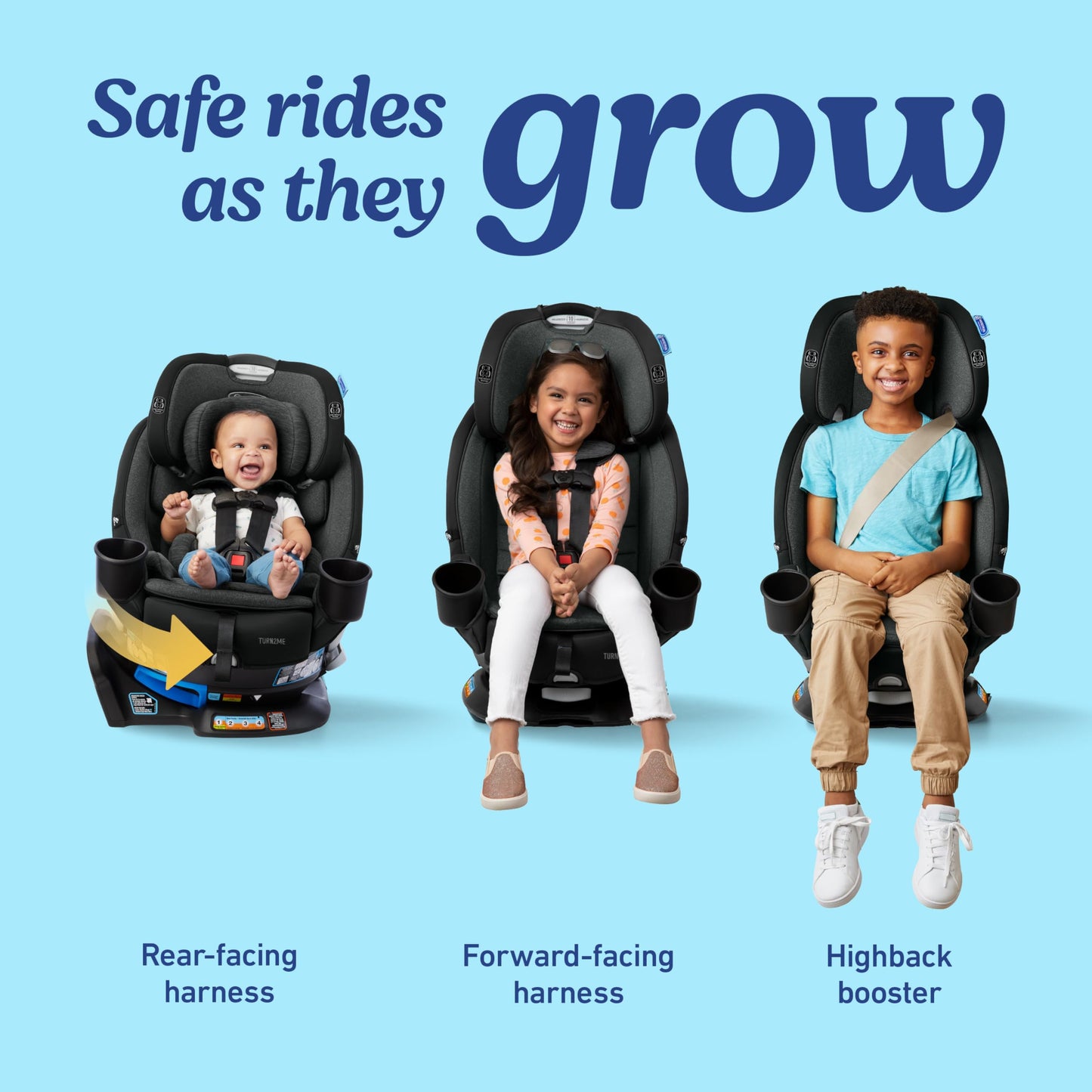 Graco Turn2Me 3-in-1 Convertible Car Seat, Manchester, Featuring Headrest and Harness Adjust, Easy Installation and Steel Reinforced Frame