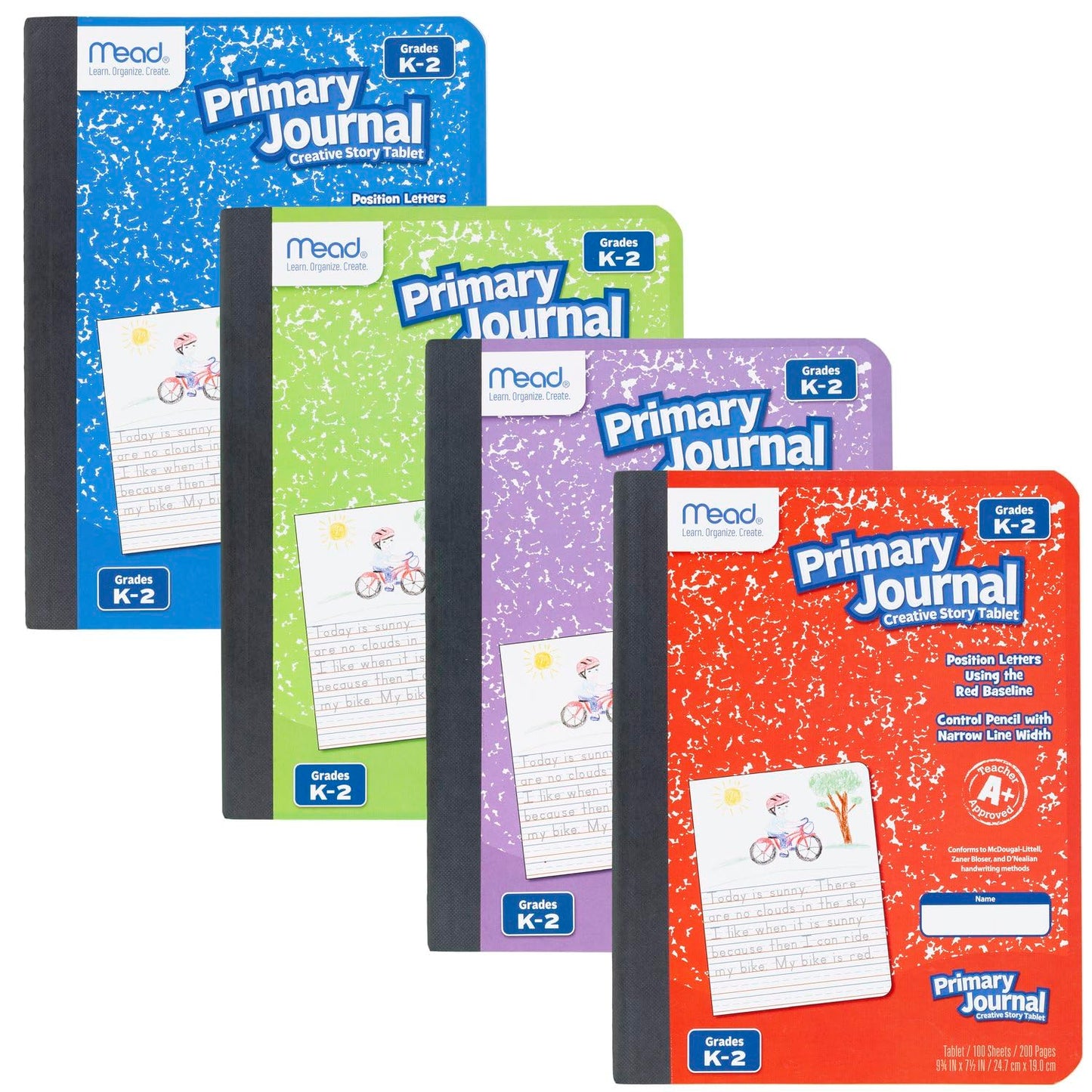 Mead Primary Journal, Half Page Ruled, Grades K-2, 7 1/2" x 9 3/4", 100 Sheets, 1 Count, Color Will Vary (10297)