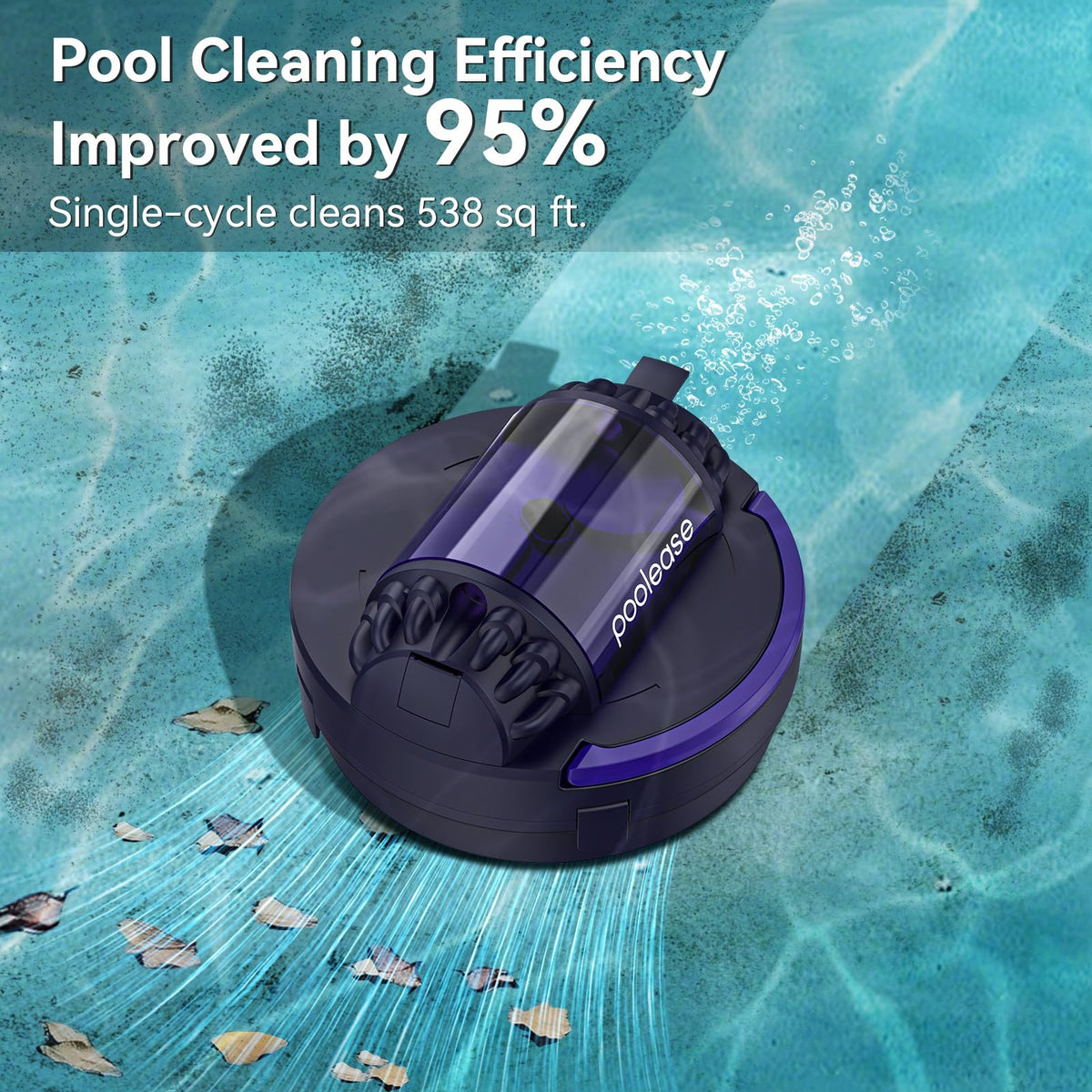 Poolease X1 Robotic Pool Vacuum for Above Ground Pool, Automatic Cordless Pool Cleaner with 45W Dual-Motor, Ideal for Above-Ground Flat Pool, 2L Debris Capacity (Dark Blue and Purple)