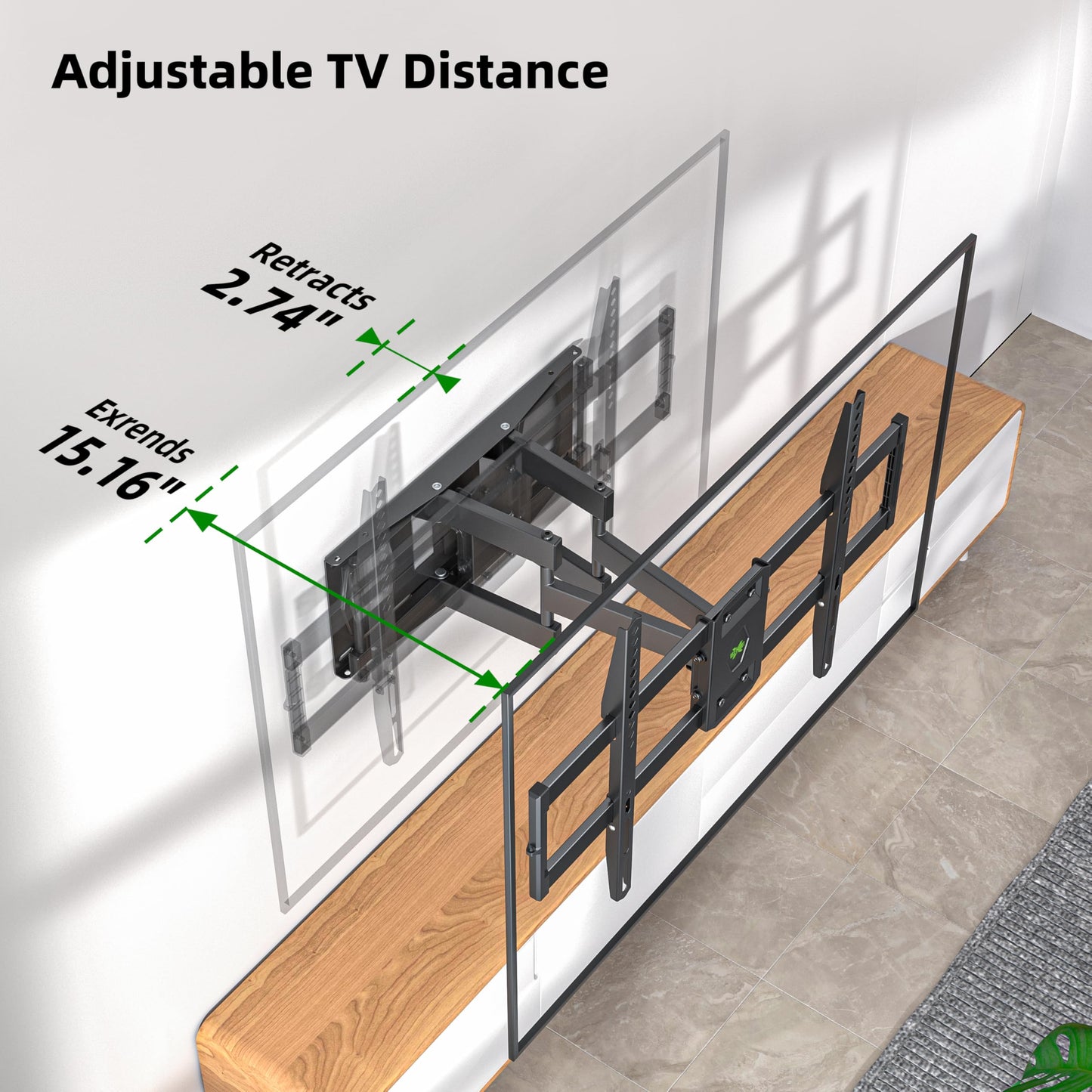 Full Motion TV Wall Mount for Most 37"-84" Flat Screen TV, Swivel or Tilt Wall Bracket with Dual Articulating Arms, for 12"-16" Wood Studs, Max VESA 600x400mm, Load 120 lbs by USX MOUNT
