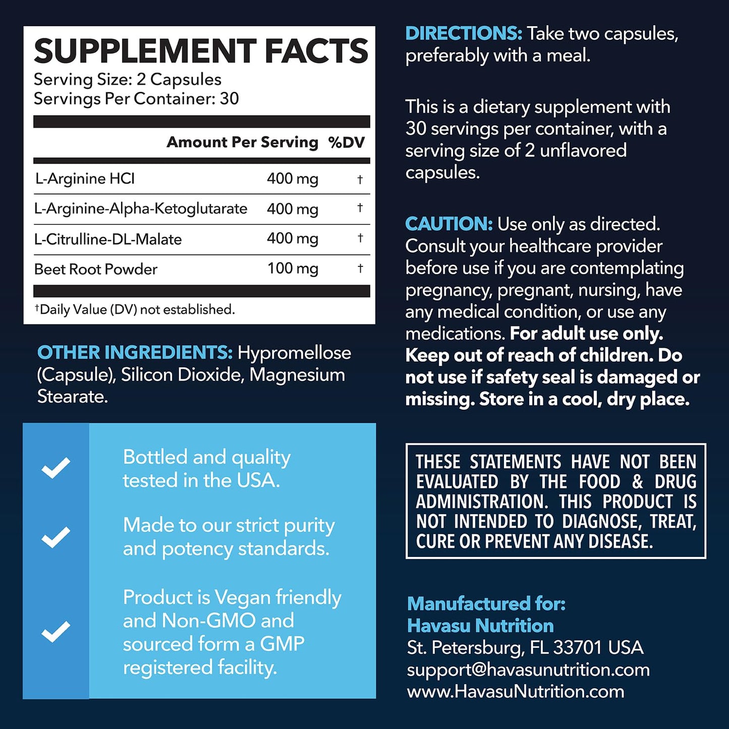 L-Arginine Capsules Nitric Oxide Supplement for Men with L-Citrulline - 1200mg L Arginine and L Citrulline Blend - Non-GMO Veggie Capsule for Performance, Endurance and Muscle - 1 Month Supply