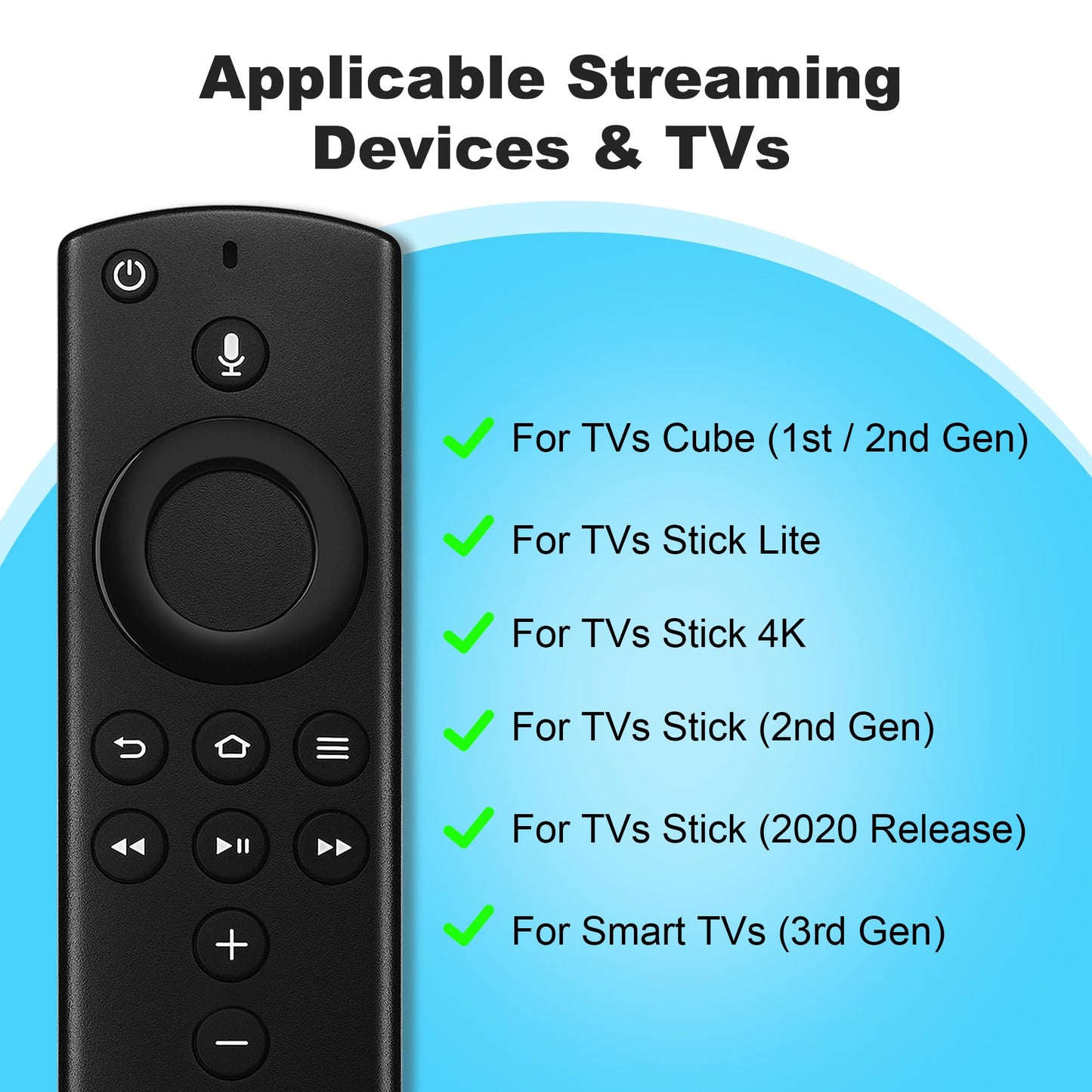 Replacement Remote for Smart TVs 3rd Gen - Vioce Control Not for Insignia/Pioneer, Remote Replacement for Stick (2nd Gen/4K/Lite/2020 Release), Cube(1st Gen/2nd Gen)