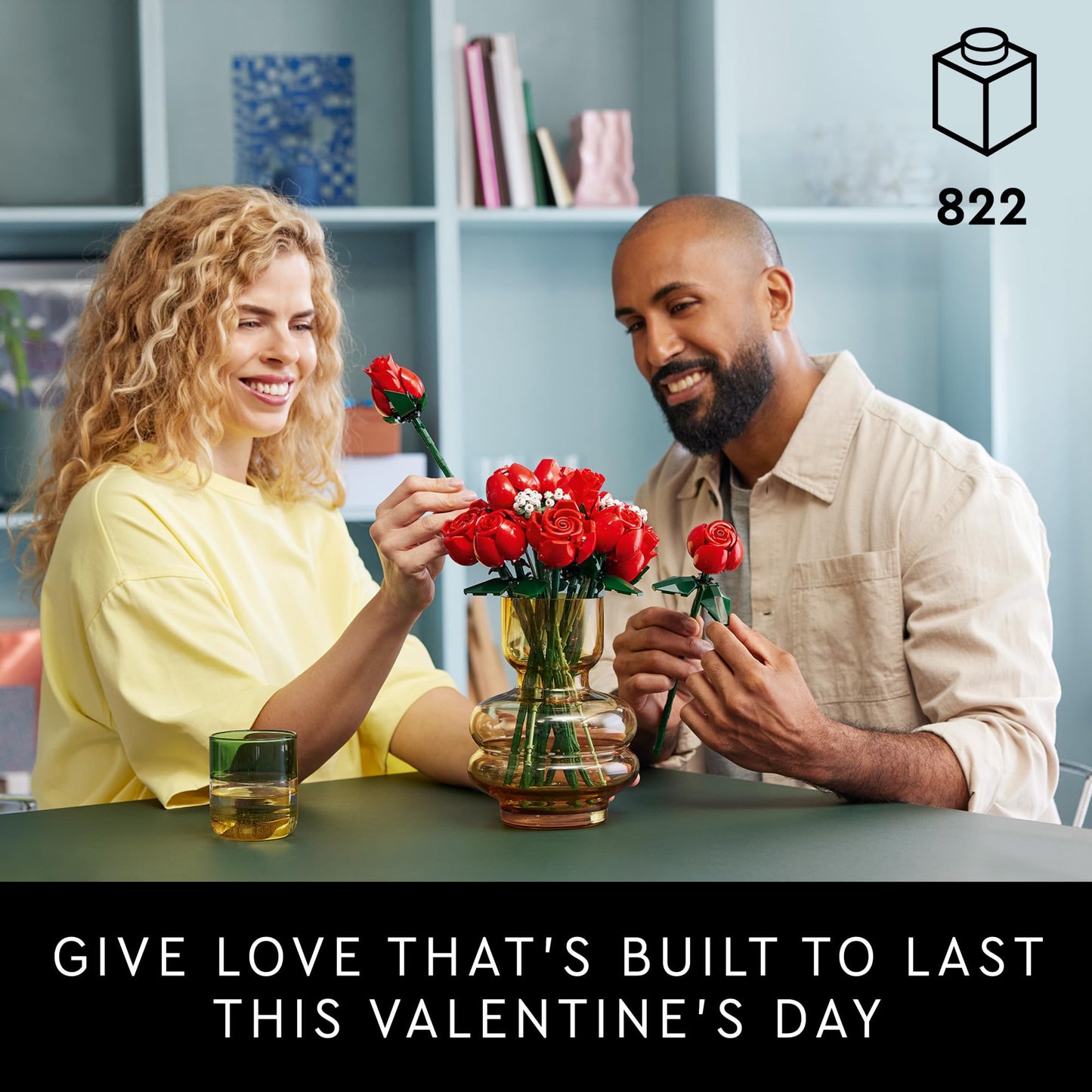 LEGO Botanicals Bouquet of Roses Artificial Flowers - Fake Red Roses Building Sets for Adults, Ages 18+ - Gift for Valentines Day for Her and Him - DIY Kits for Home Decorations - 10328