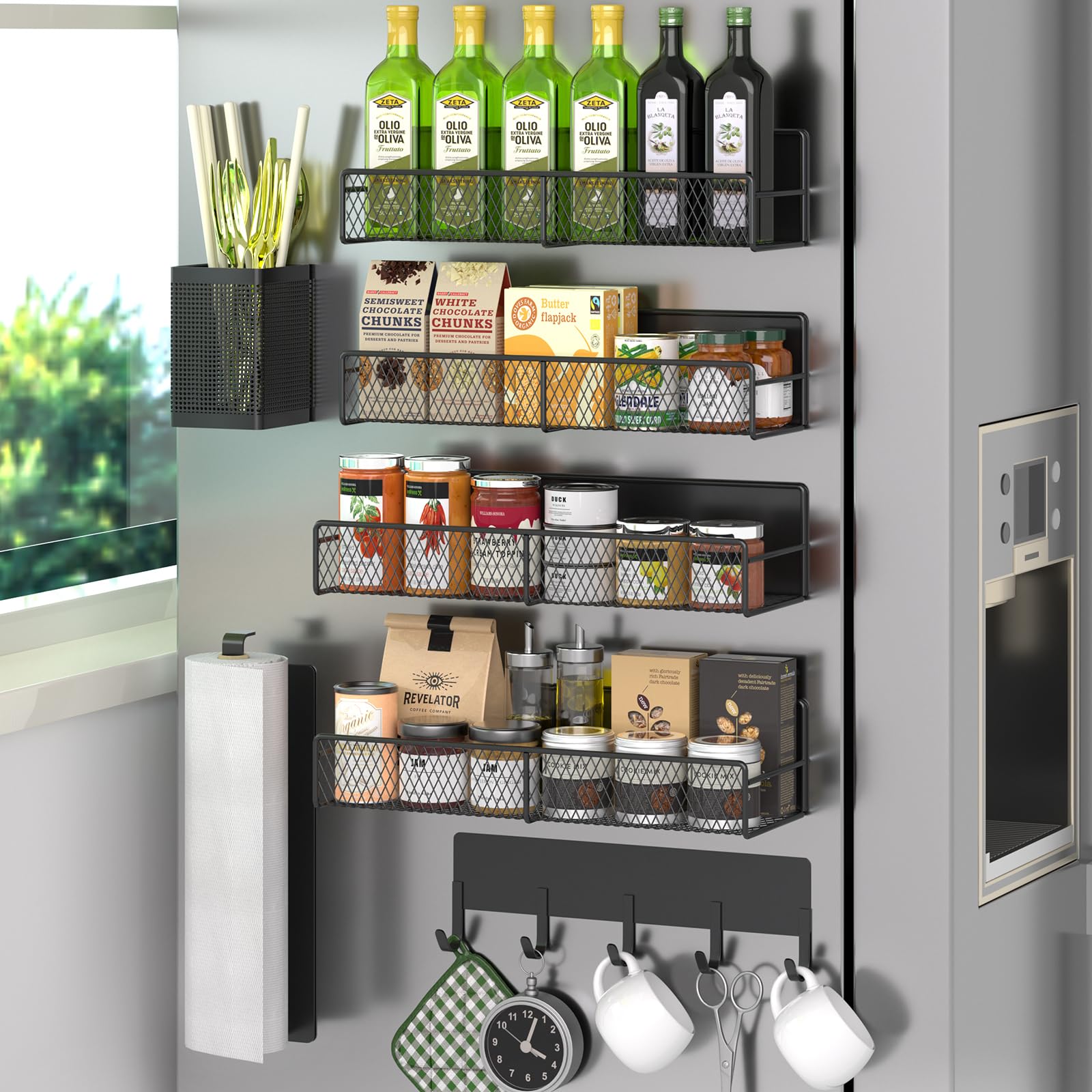 Magnetic Spice Rack for Refrigerator, 7 Pack 100% Metal Strong Magnet
