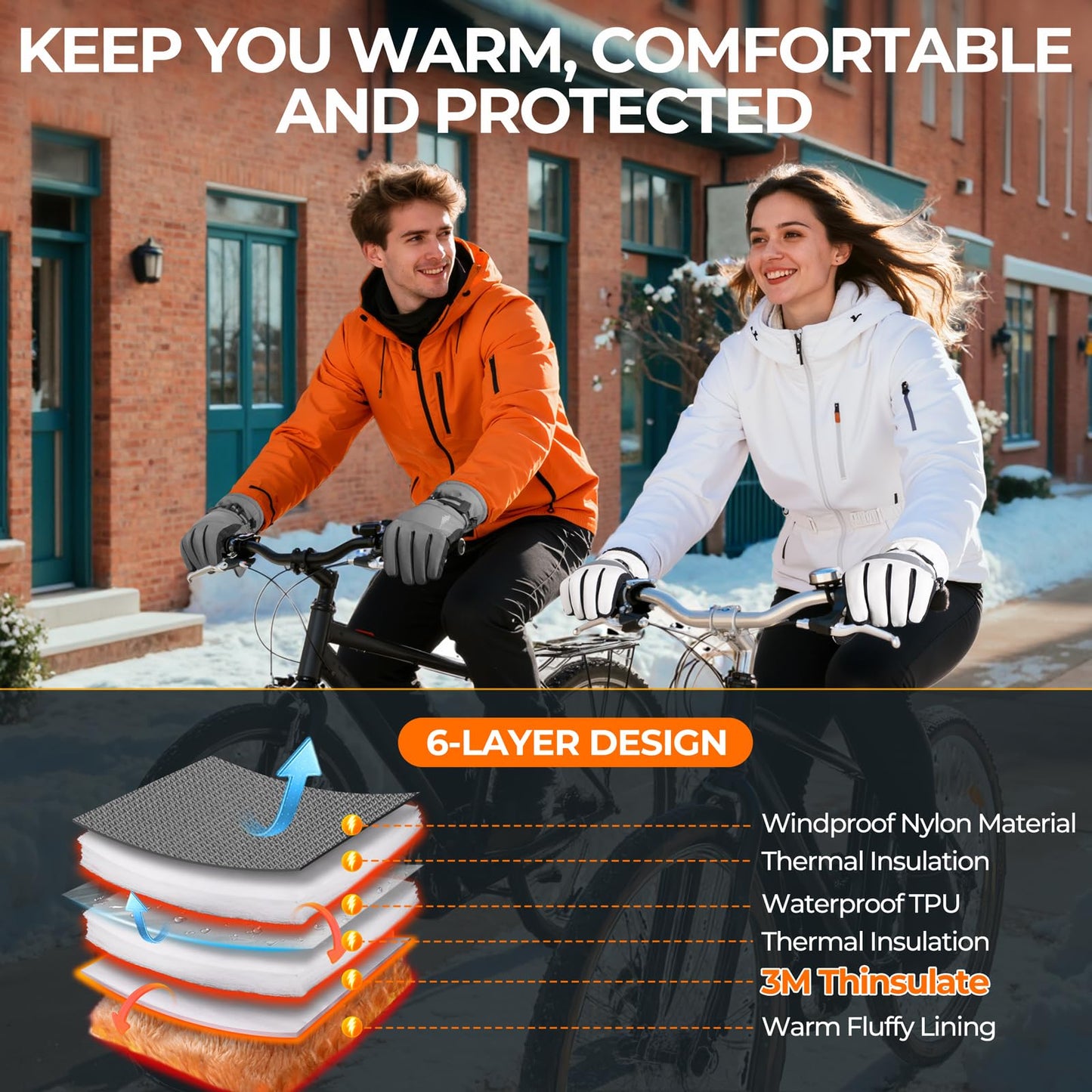 rivmount 3M Warm Winter Gloves, Cold Weather for Men Women, Thermal Touchscreen Anti-Slip Windproof, for Cycling Running Working Hiking Skiing Daily Life Outdoor Activities