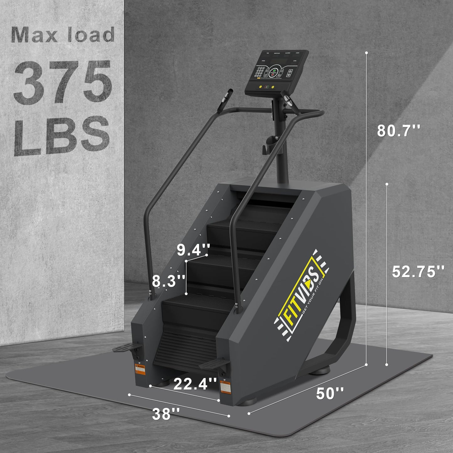 Fitvids Stair Stepper Machine, Continuous Climbing Stair Machine, Commercial Grade Stair Stepping Machine for Cardio and Lower Body Workouts, Max Load 375LBS