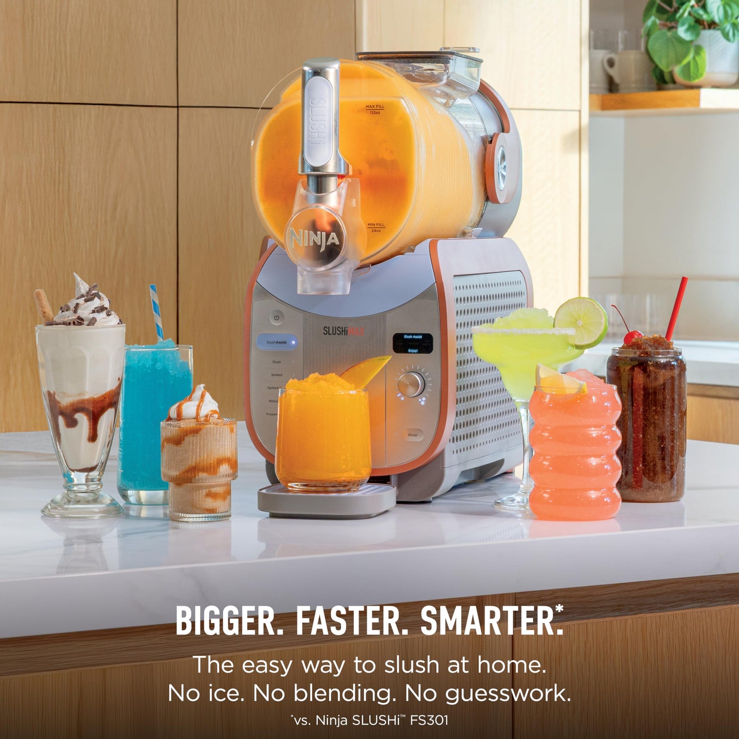 Ninja SLUSHi Max | XXL Smart Frozen Drink Maker | Exclusive Smart Technology | Party-Sized 150oz Capacity | No Ice Needed | 6 Programs | Perfect Temp & Texture up to 12 hours | Peach | FS605