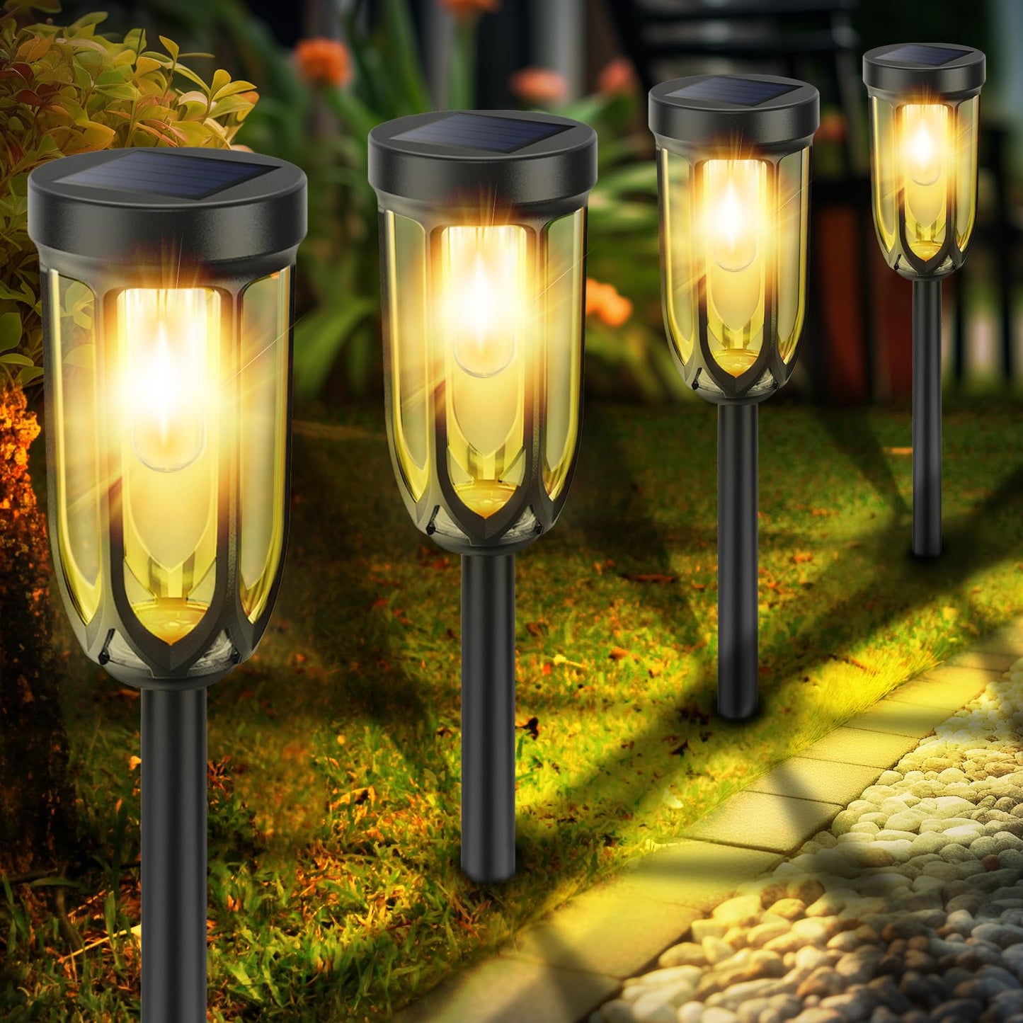 Barleit Solar Pathway Lights Outdoor 8 Pack, Bright Solar Lights Outdoor Waterproof IP65, Auto On/Off Solar Lights for Outside, LED Solar Garden Lights Landscape Lighting for Walkway Lawn Yard