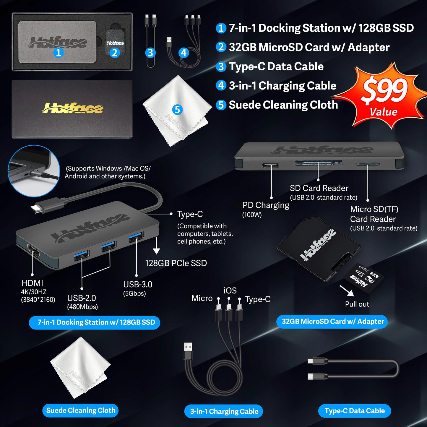 HP Stream 14" HD Lightweight Laptop, Intel Celeron N4120, 16GB RAM, 224GB Storage(64GB eMMC + 160GB Docking Station), Intel UHD Graphics, HD Webcam, 1 Year Office 365, WiFi, Bluetooth, Win 11s, White