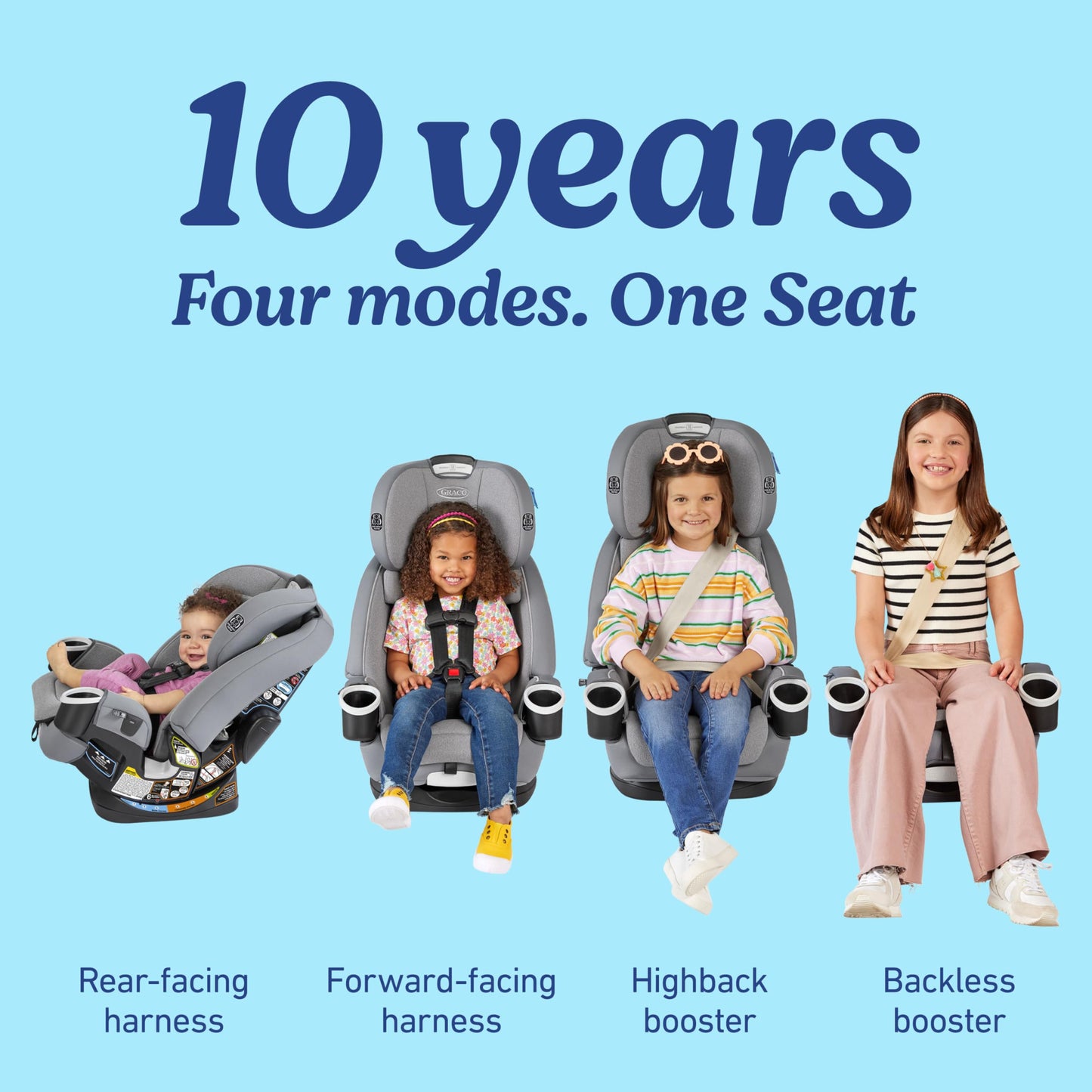 Graco 4Ever DLX 4-in-1 Car Seat, Charlie | Infant to Toddler Car Seat, with 10 Years of Use | Rear-Facing, Forward-Facing and Booster Modes | Safe, Comfortable and Convenient