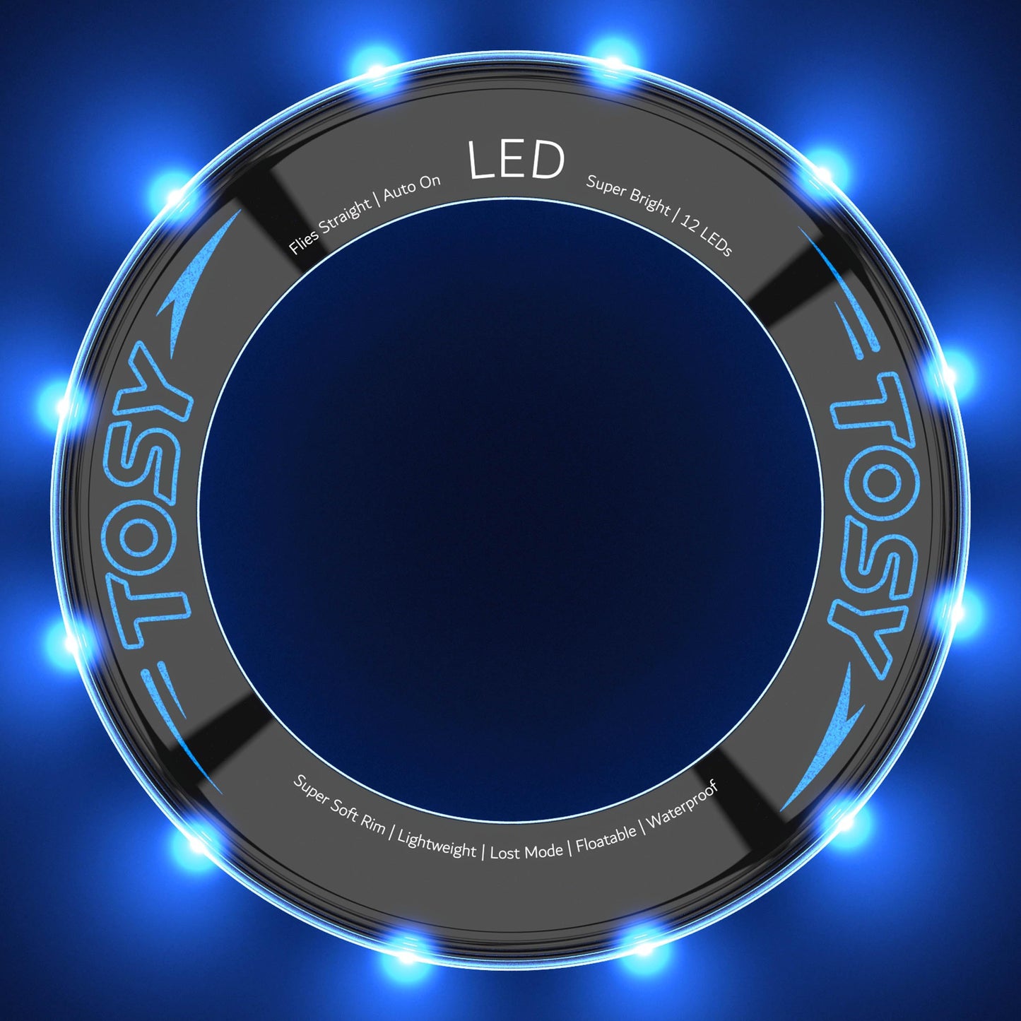 TOSY Flying Ring - 12 LEDs, Super Bright, Soft, Auto Light Up, Safe, Waterproof, Lightweight Frisbee, Cool Birthday, Camping, Easter Basket Stuffers & Outdoor/Indoor Gift Toy for Boys/Girls/Kids