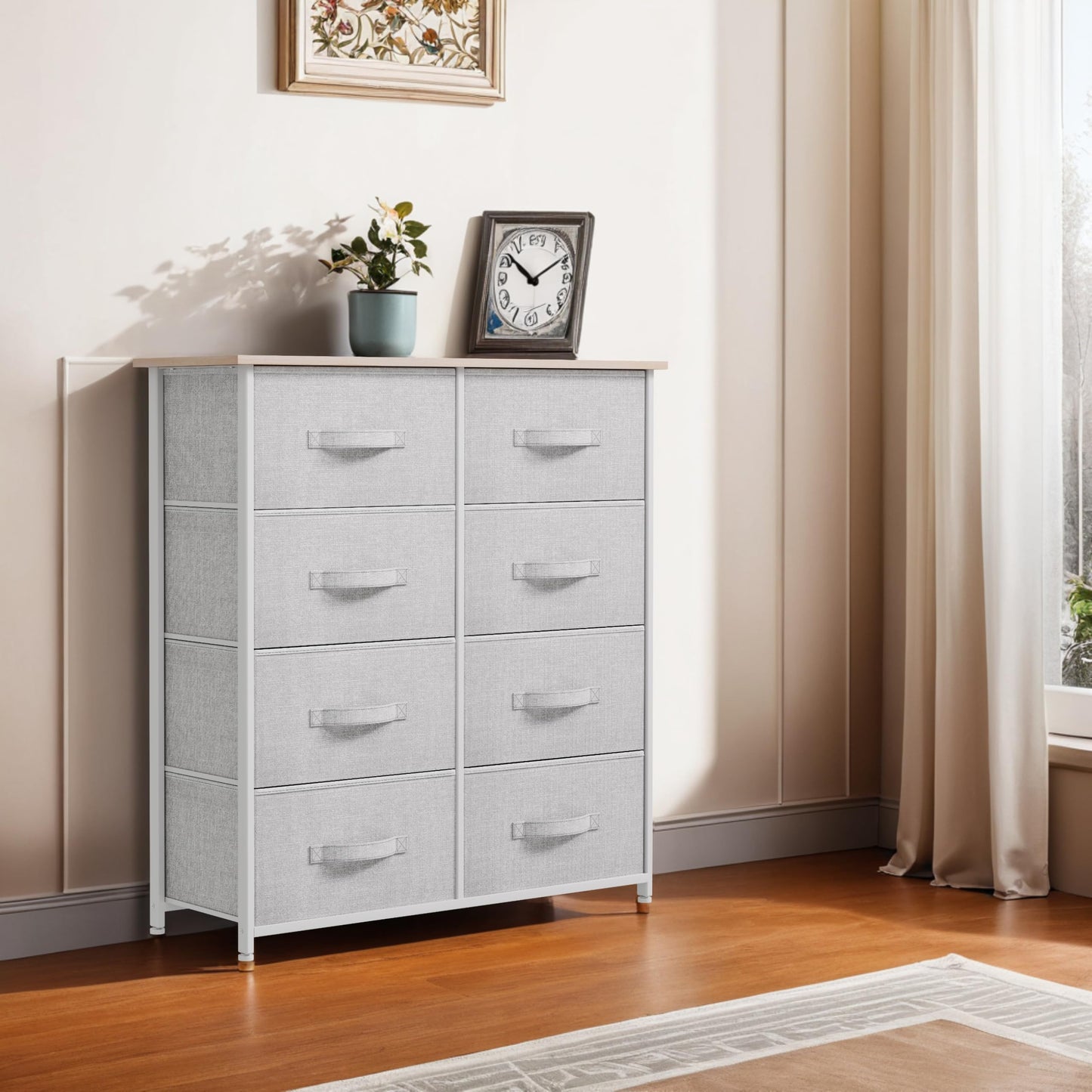 YITAHOME 8 Drawers Dresser - Fabric Storage Tower, Organizer Unit for Bedroom, Living Room & Closets - Sturdy Steel Frame, Easy Pull Fabric Bins & Wooden Top