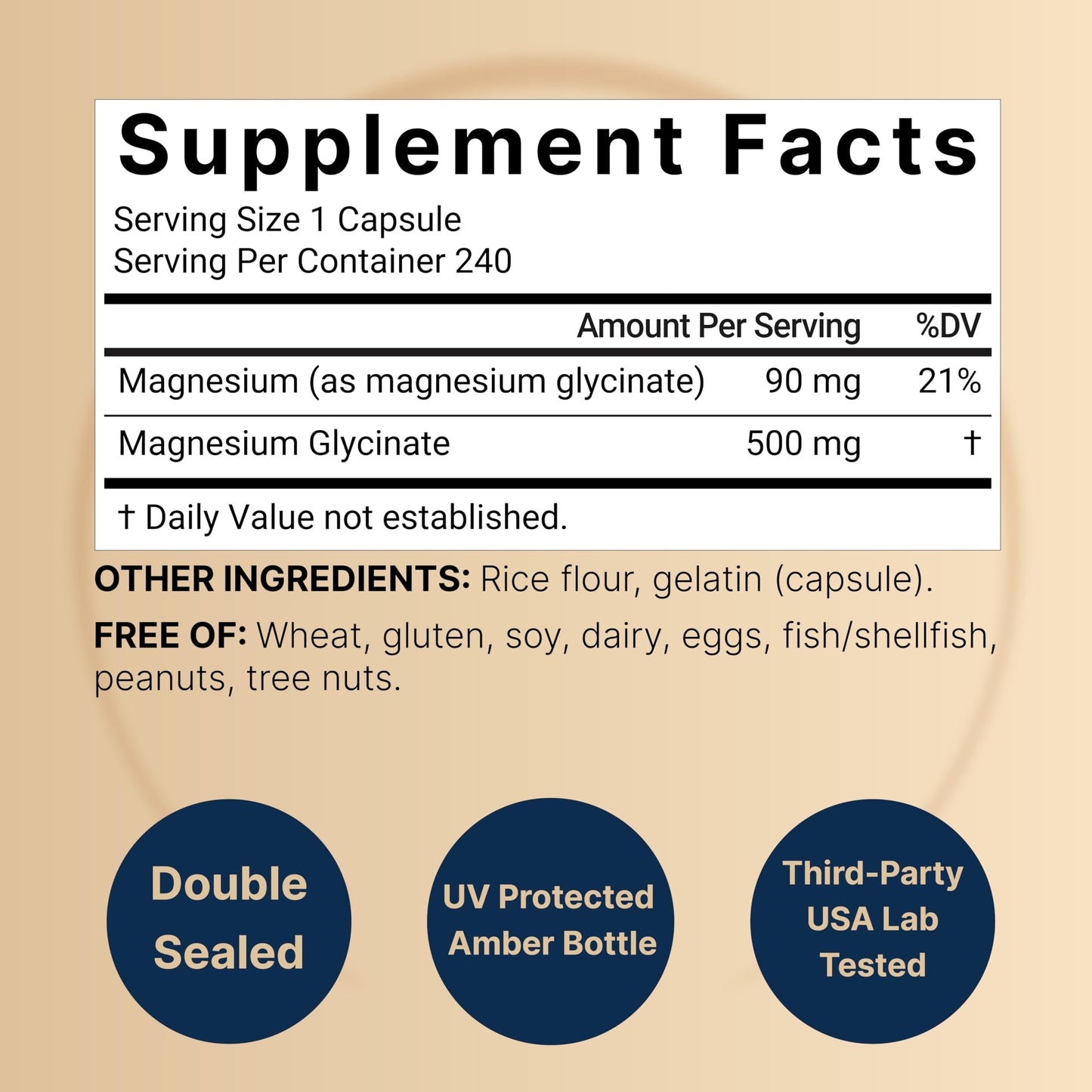 NatureBell Magnesium Glycinate 500mg, 240 Capsules | 100% Chelated & Purified | Sleep, Muscle & Heart Support | 3rd Party Tested, Non-GMO, Gluten-Free