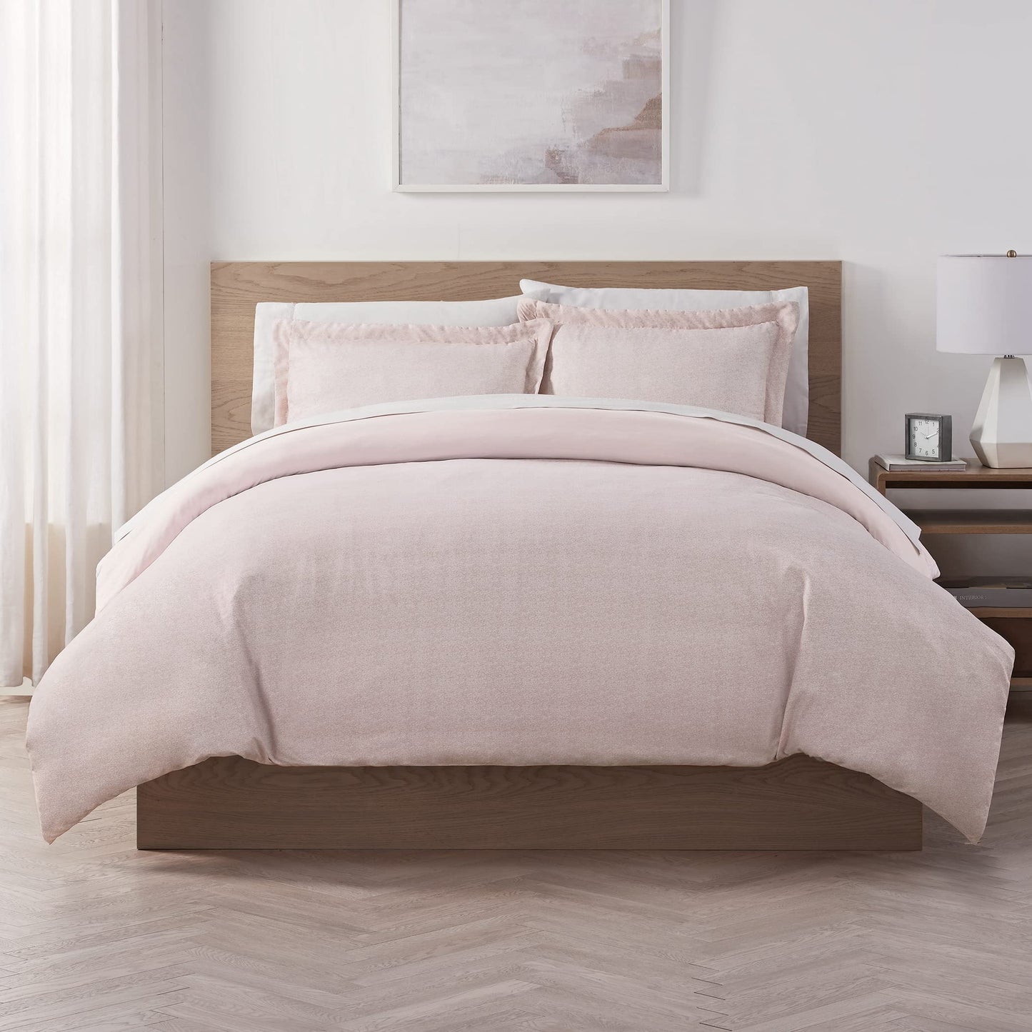 Serta Supersoft Cooling 3 Piece Reversible Duvet Set with Pillow Covers for All Season, Full/Queen, Sepia Rose