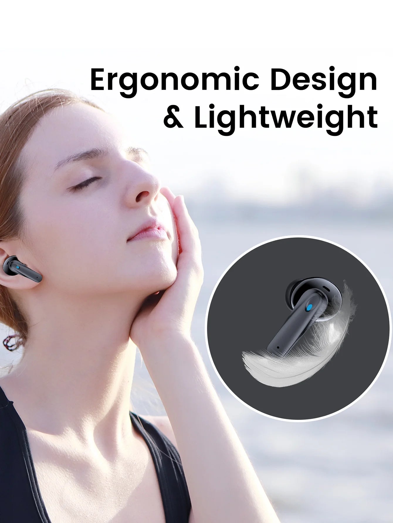 VEAT00L P91 Wireless Earbuds, Bluetooth Headphones V5.4 Stereo Ear buds with Noise Cancelling Mics, 60H Playback Mini Case with Dual LED Display, IP7 Waterproof in-Ear Earphones for Android iOS