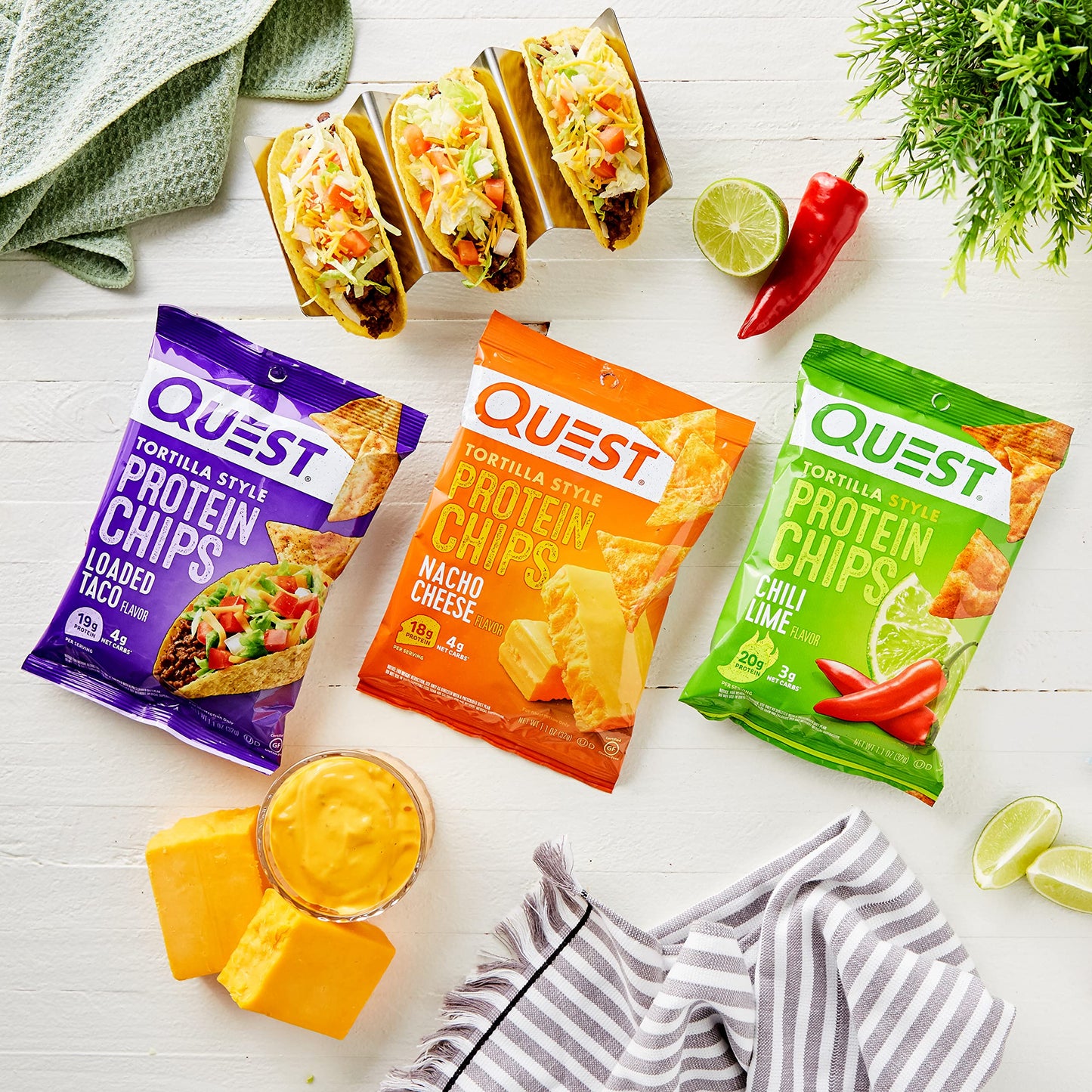 Quest Nutrition Protein Chips Variety Pack Bundle, High Protein, Low Carb, 24 Count