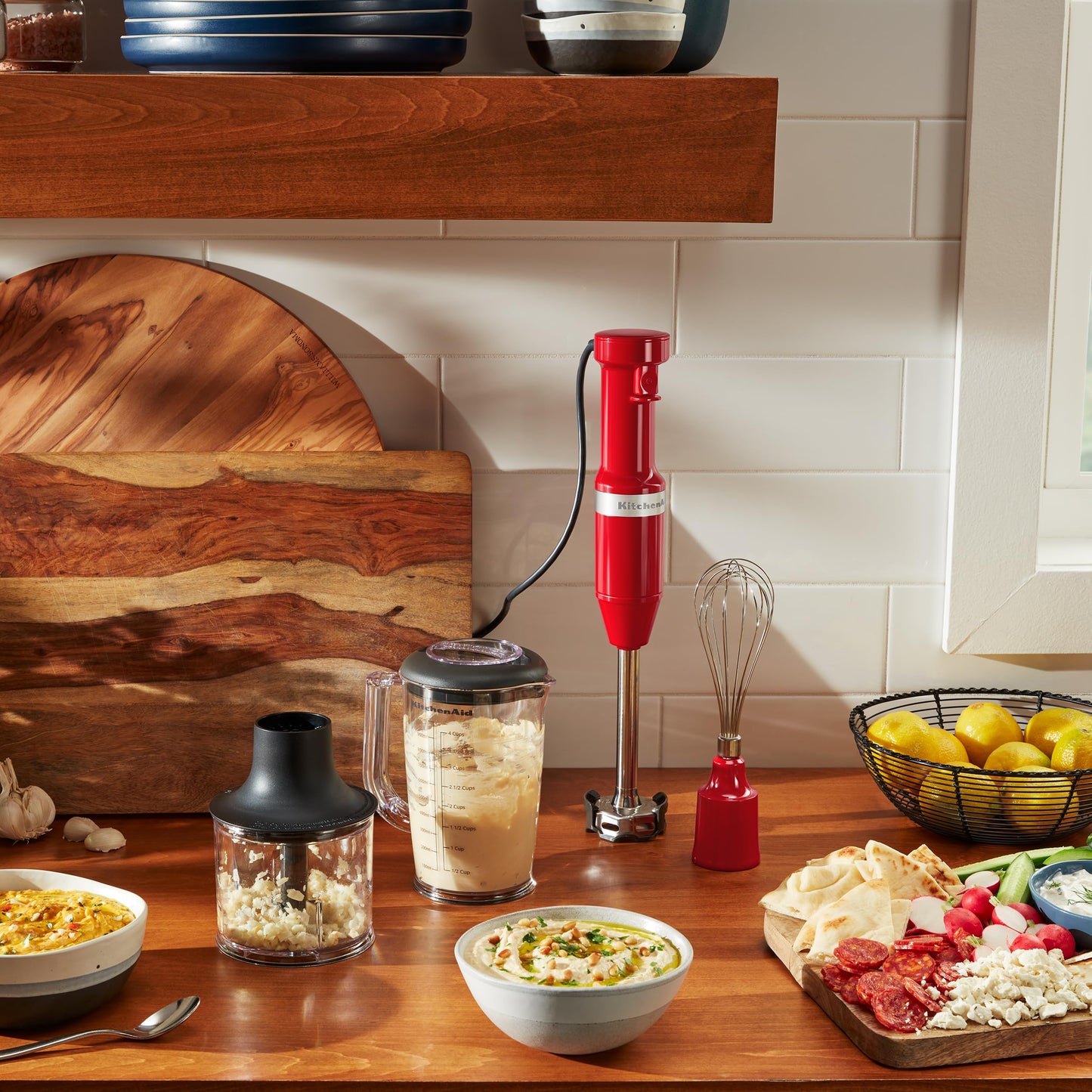 KitchenAid Variable Speed Corded Hand Blender with Accessories, Empire Red, KHBV83ER