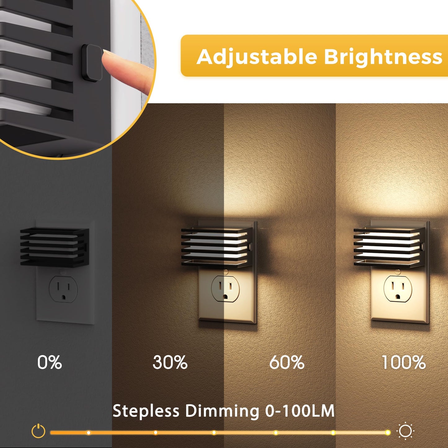 L LOHAS LED Night Lights Plug into Wall, 2 Pack Modern Night Light with Dusk to Dawn Sensor, Dimmable Plug in Night Light, Adjustable Brightness, 3000K Soft White for Bedroom Bathroom Hallway