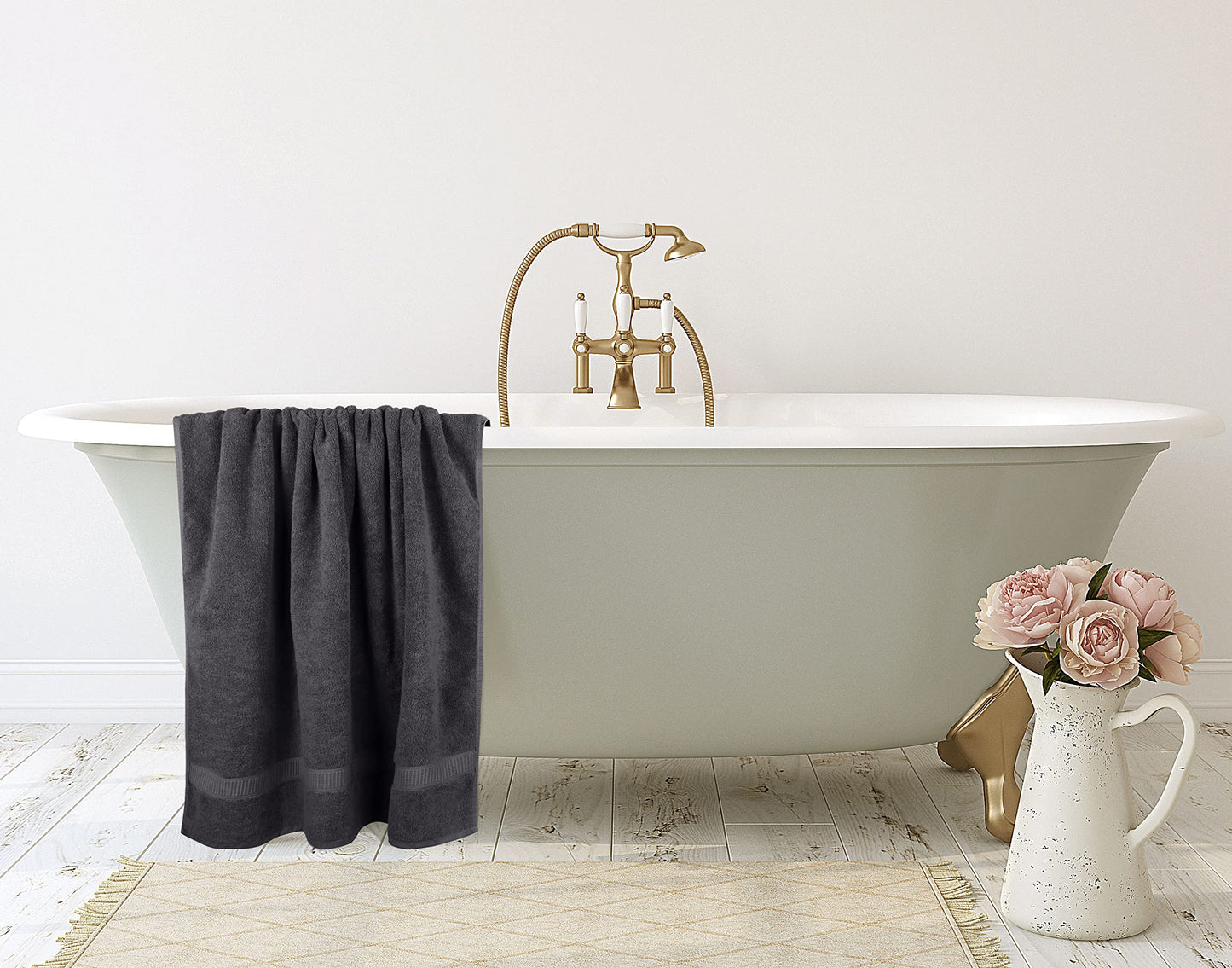 Utopia Towels Jumbo Bath Sheet 2 Piece, 600 GSM, 35 by 70 Inches, 100% Ring Spun Cotton, Absorbent and Quick Dry Extra Large Bath Towel, Grey