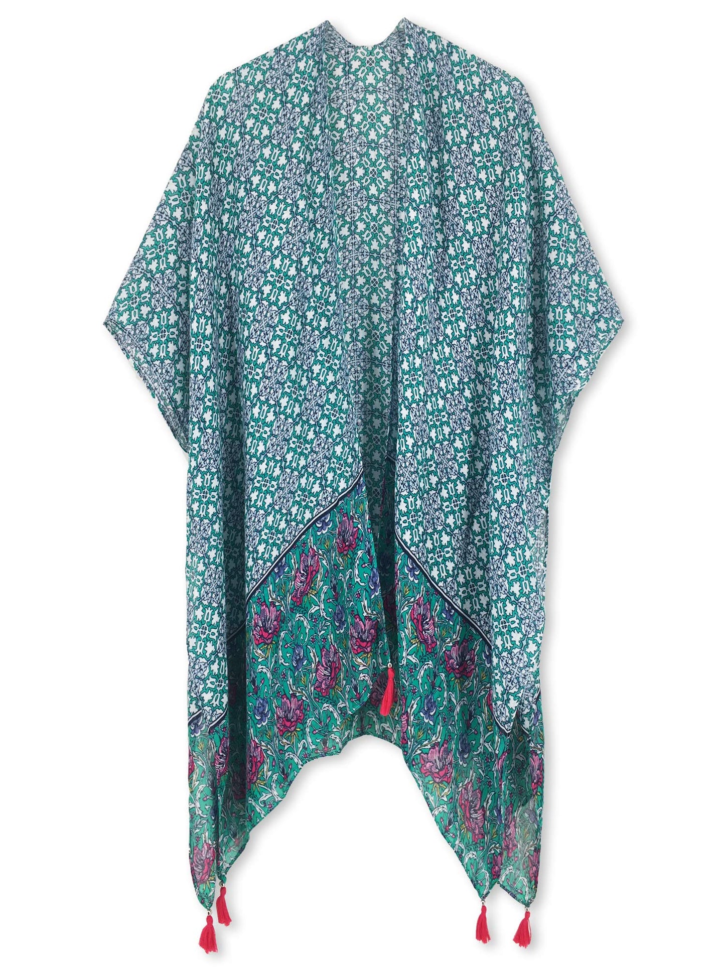 Moss Rose Women's Beach Cover up Swimsuit Kimono with Bohemian Floral Print, Loose Casual Resort Wear