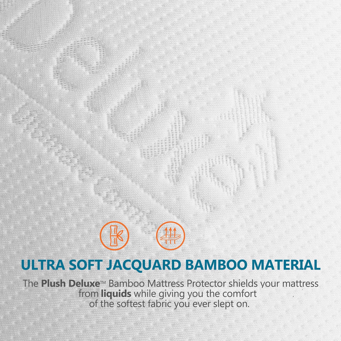 PlushDeluxe Premium Bamboo Mattress Protector β King Size, Waterproof, & Ultra Soft Breathable Noiseless Washable Bed Mattress Cover for Comfort & Protection - White