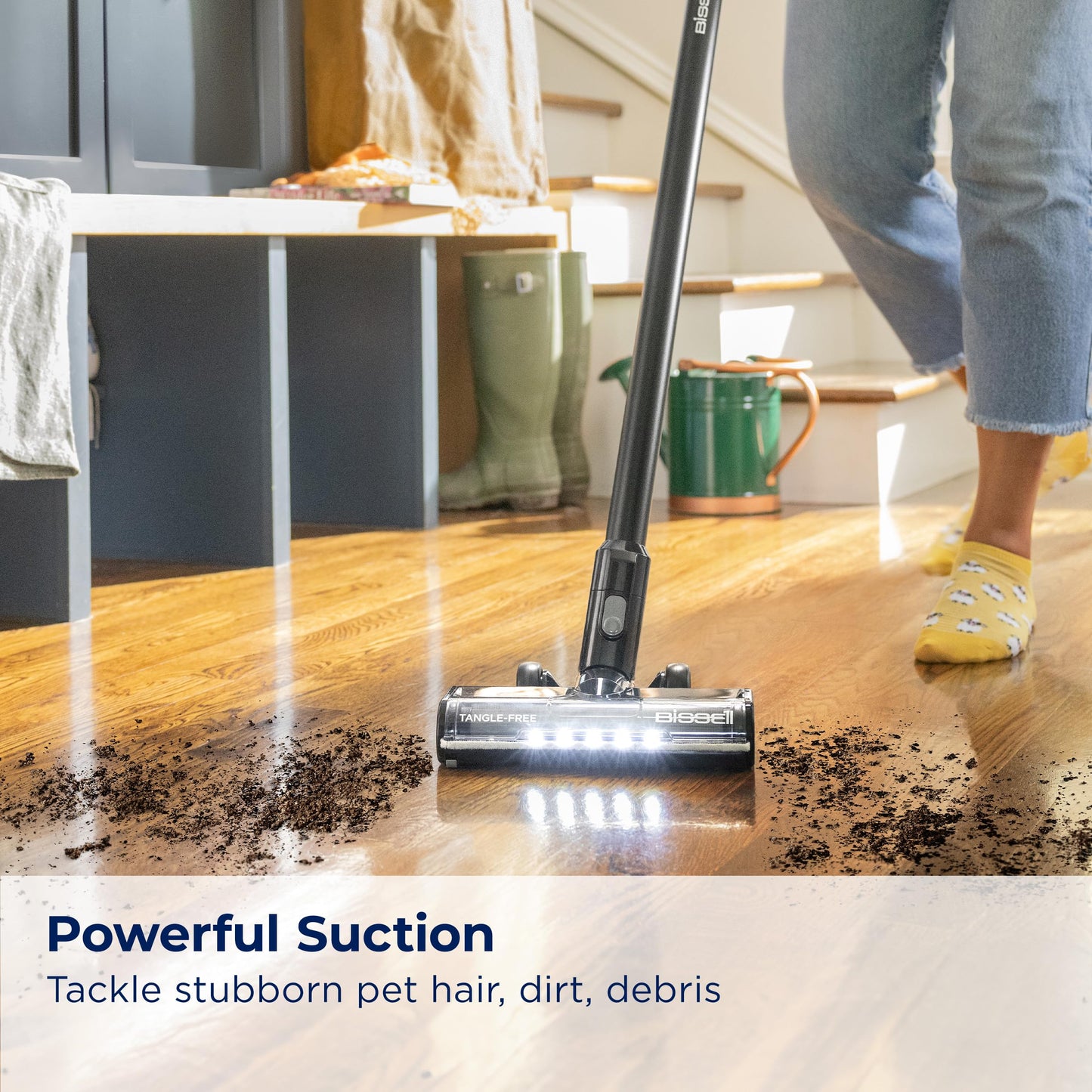 Bissell CleanView XR 200W Lightweight Cordless Vacuum w/Removable Battery, 35-min runtime, Tangle-Free Brush Roll, LED Lights, XL Tank, Dusting & Crevice Tool, Wall Mount, 3789U