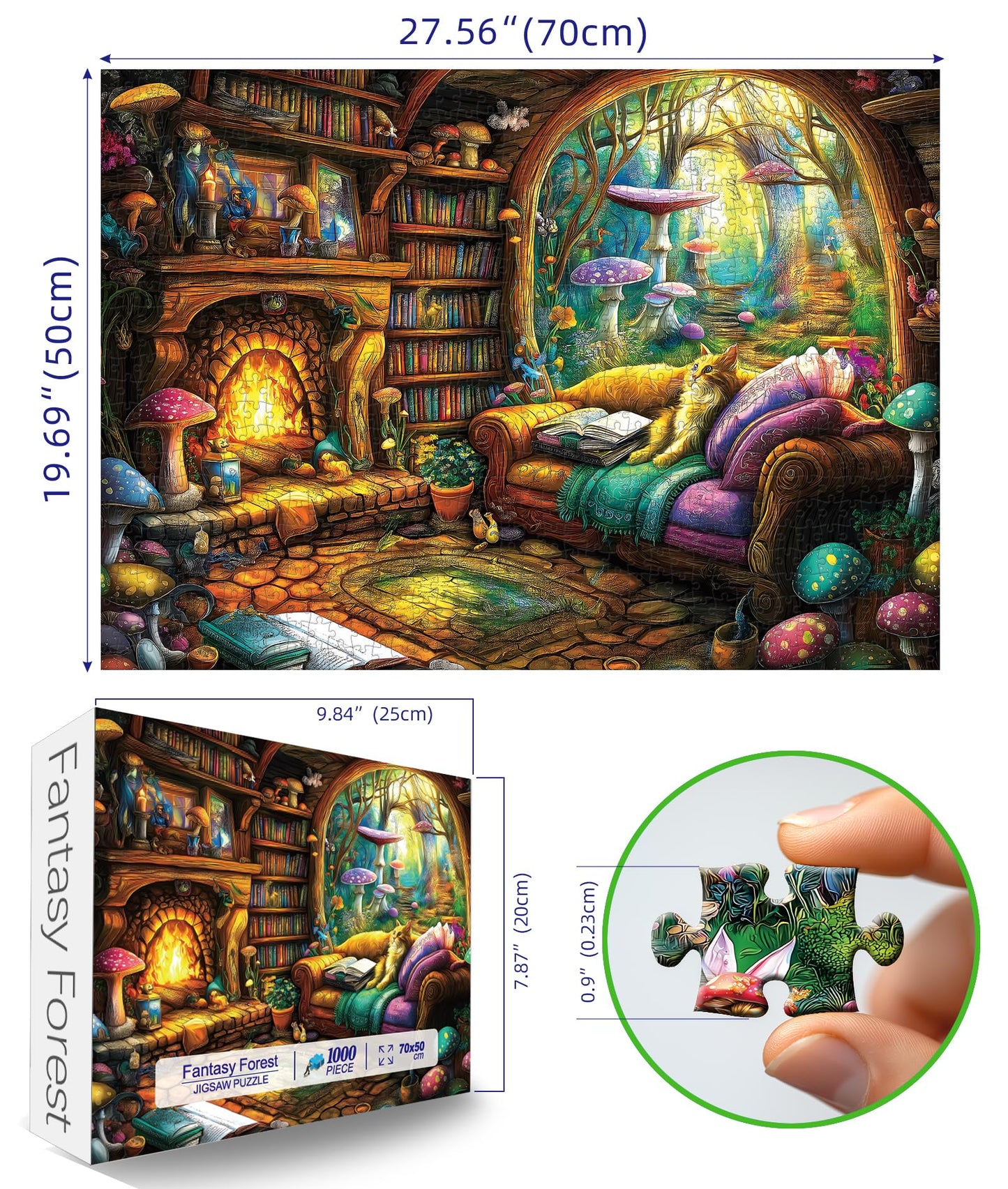 Blueforest 1000 Piece Jigsaw Puzzle for Adults, Enchanting Fantasy Forest Mushroom Landscape Puzzle Hard Impossible Difficult Challenging Family Puzzles for Adults Perfect for Game Nights