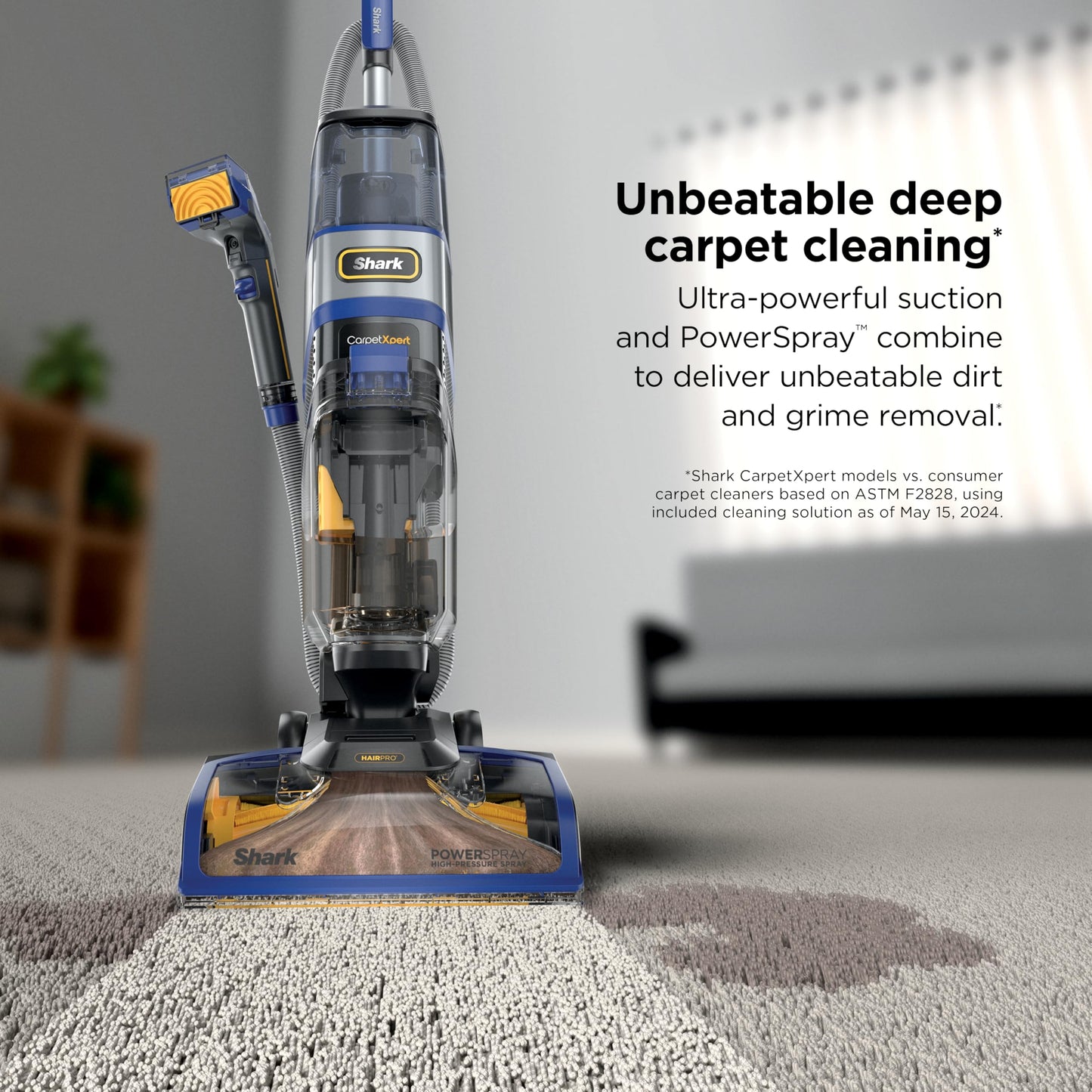 Shark CarpetXpert HairPro Upright Carpet, Area Rug & Upholstery Cleaner with Spot & Stain Remover, Perfect for Pets, Carpet Shampooer, 2 Cleaning Tools, Pet Cleaning Solution, Cobalt, EX251BRN