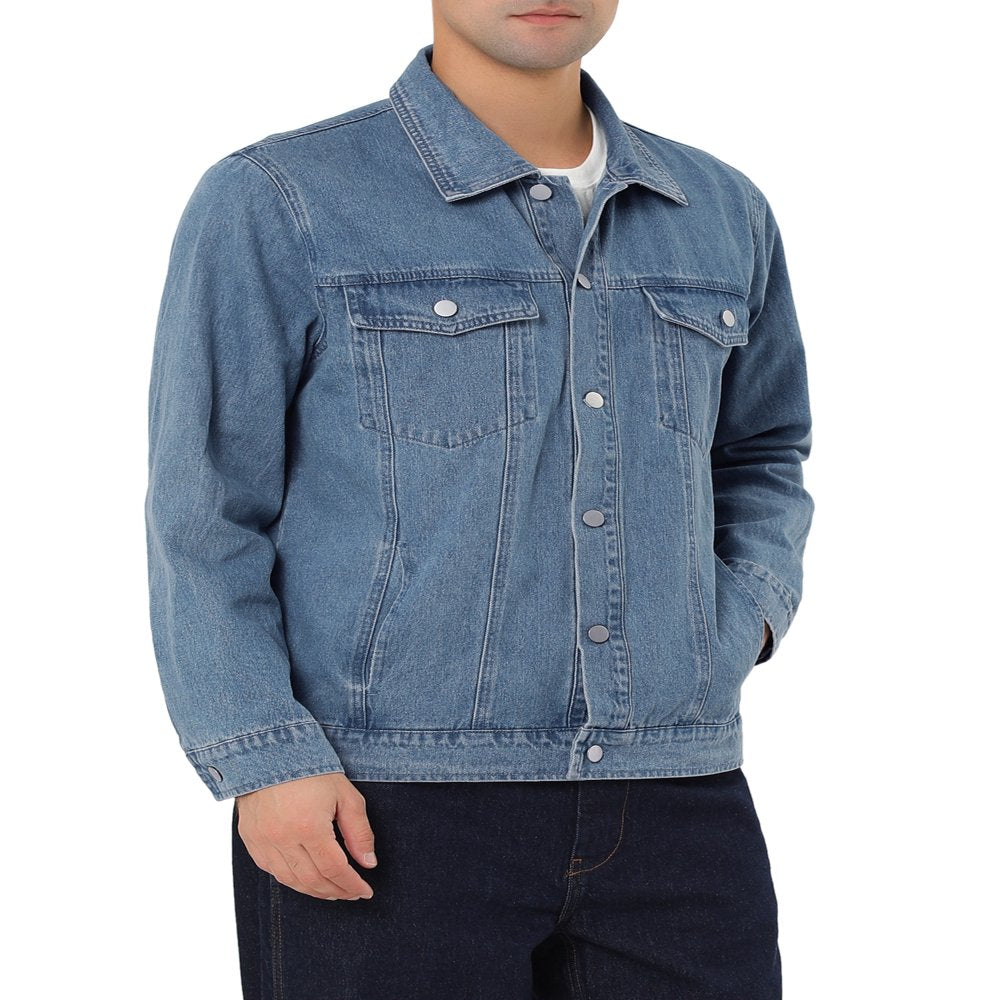 Big & Tall Men's Button Down Cotton Denim Jackets with Pockets