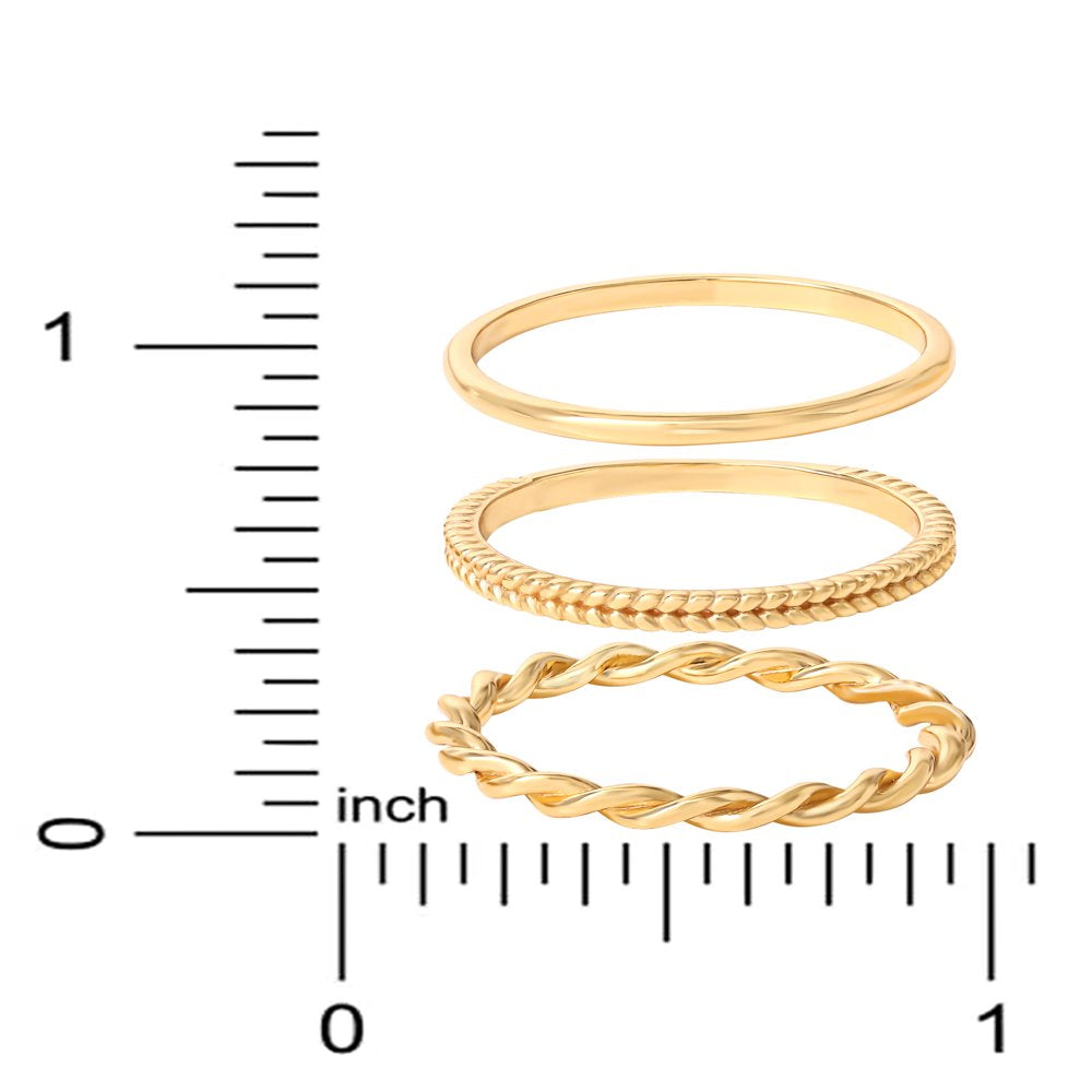 Women’s Gold Plated Sterling Silver 3 Piece Ring Set