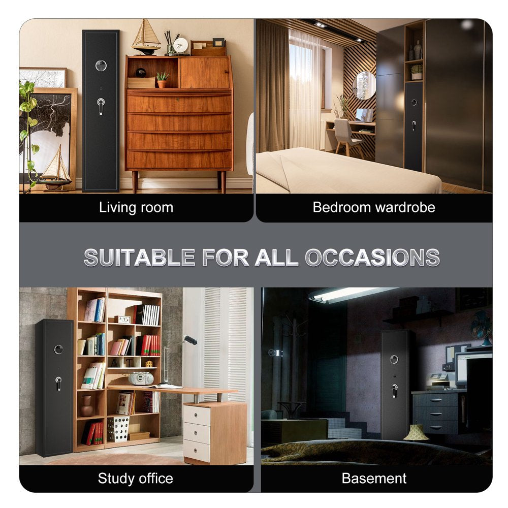 Biometric Gun Safe, Quick Access 5-Gun Large Metal Gun Security Cabinet with Built-in Lock Box,Removable Storage Shelf and LED Light for Gun