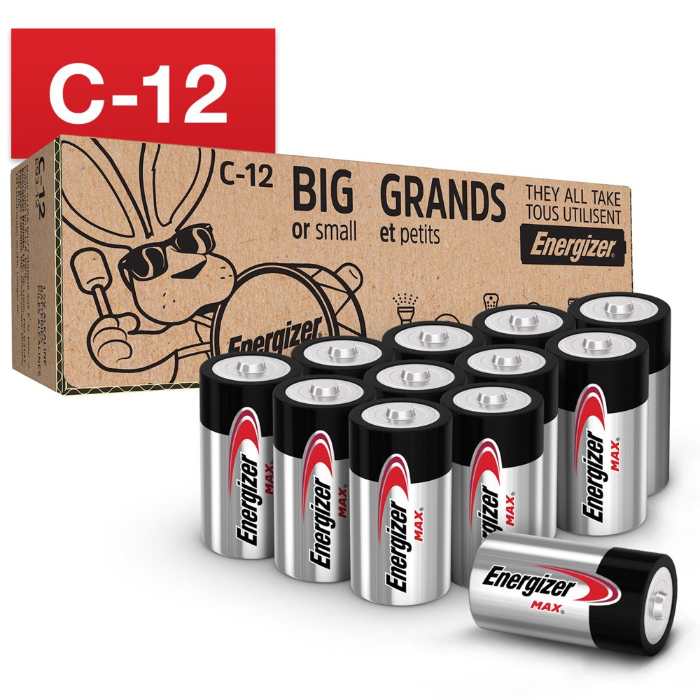 Energizer MAX C Batteries (12 Pack), C Cell Alkaline Batteries