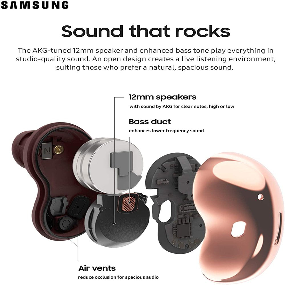 Restored Samsung SM-R180NZNAXAR True Wireless Earbuds w/Active Noise Cancelling Buds Live, Mystic Bronze (Refurbished)