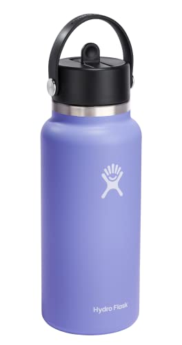 Hydro Flask 32 oz Wide Mouth with Flex Straw Cap Stainless Steel Reusable Water Bottle Lupine - Vacuum Insulated, Dishwasher Safe, BPA-Free, Non-Toxic