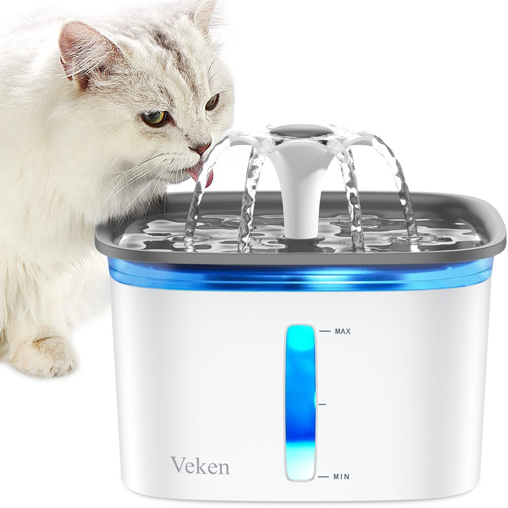 Veken 95Oz/2.8L Pet Fountain, Cat Dog Water Fountain Dispenser with Smart Pump,Blue