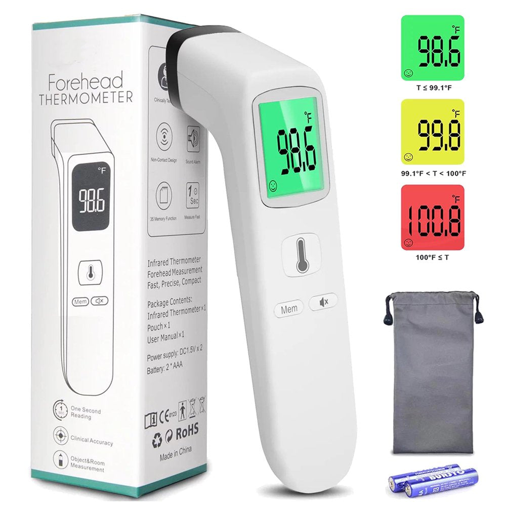 Touchless Forehead Thermometer for Fever, No Contact Infrared Digital Thermometer for Adults and Kids, Contactless Smart Temperature Gun