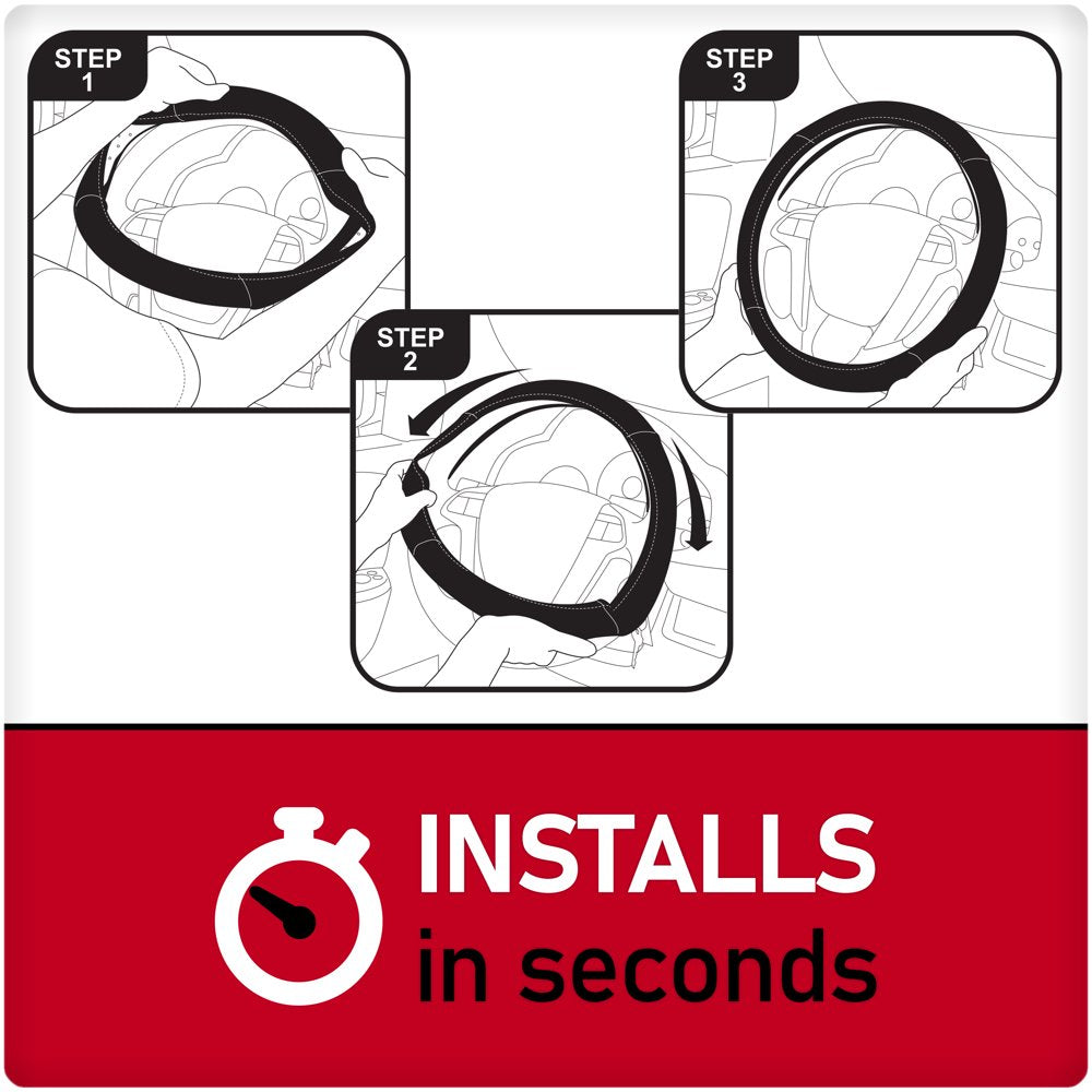 Heavy Duty Truck Steering Wheel Cover, Black