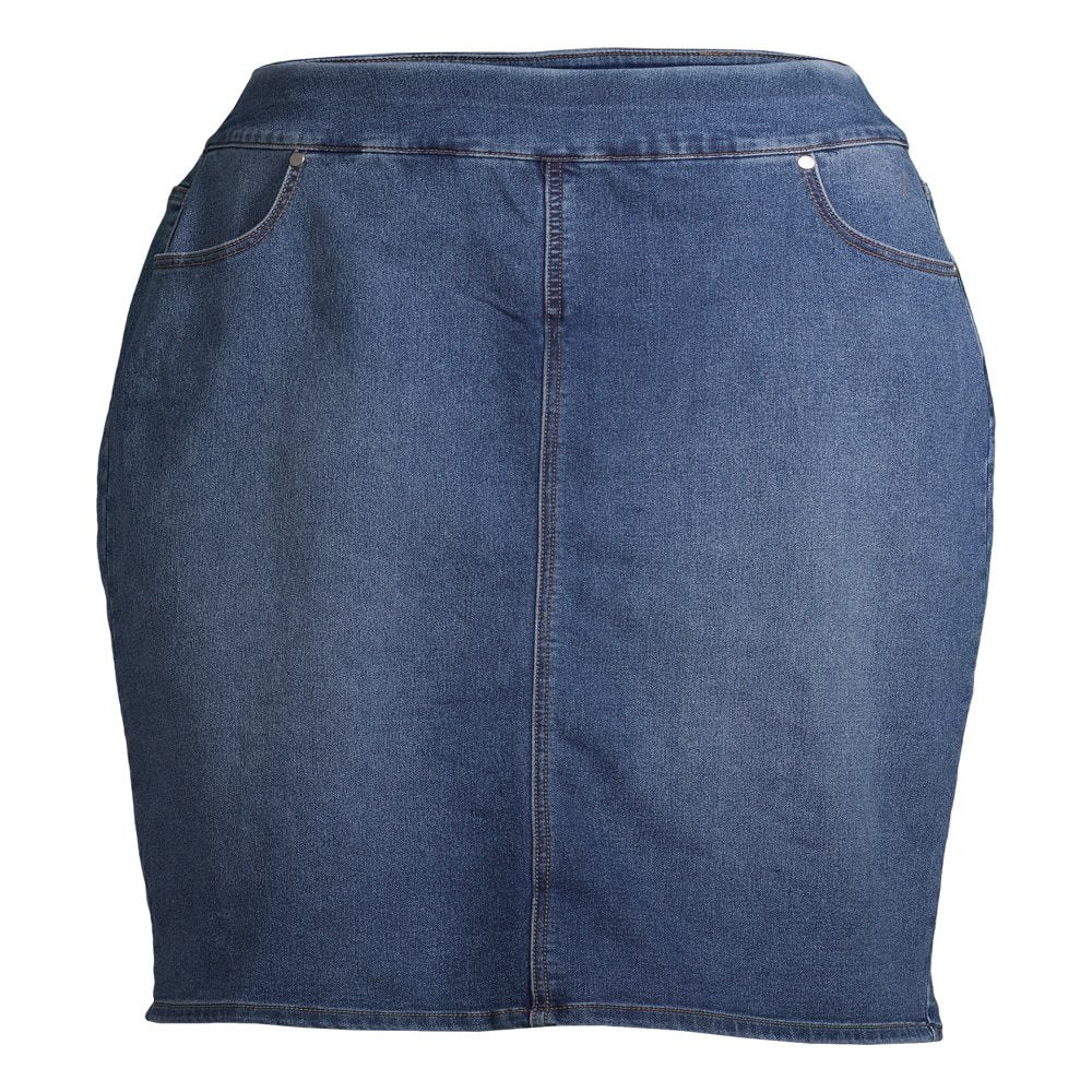 Women'S plus Size Pull-On Denim Skirt