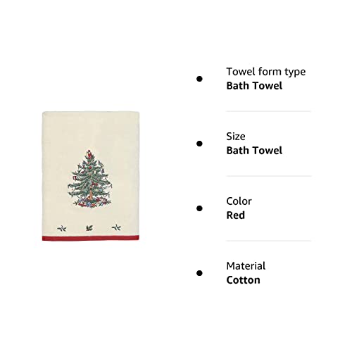 Spode - Bath Towel, Soft & Absorbent Cotton Towel Christmas Tree Collection