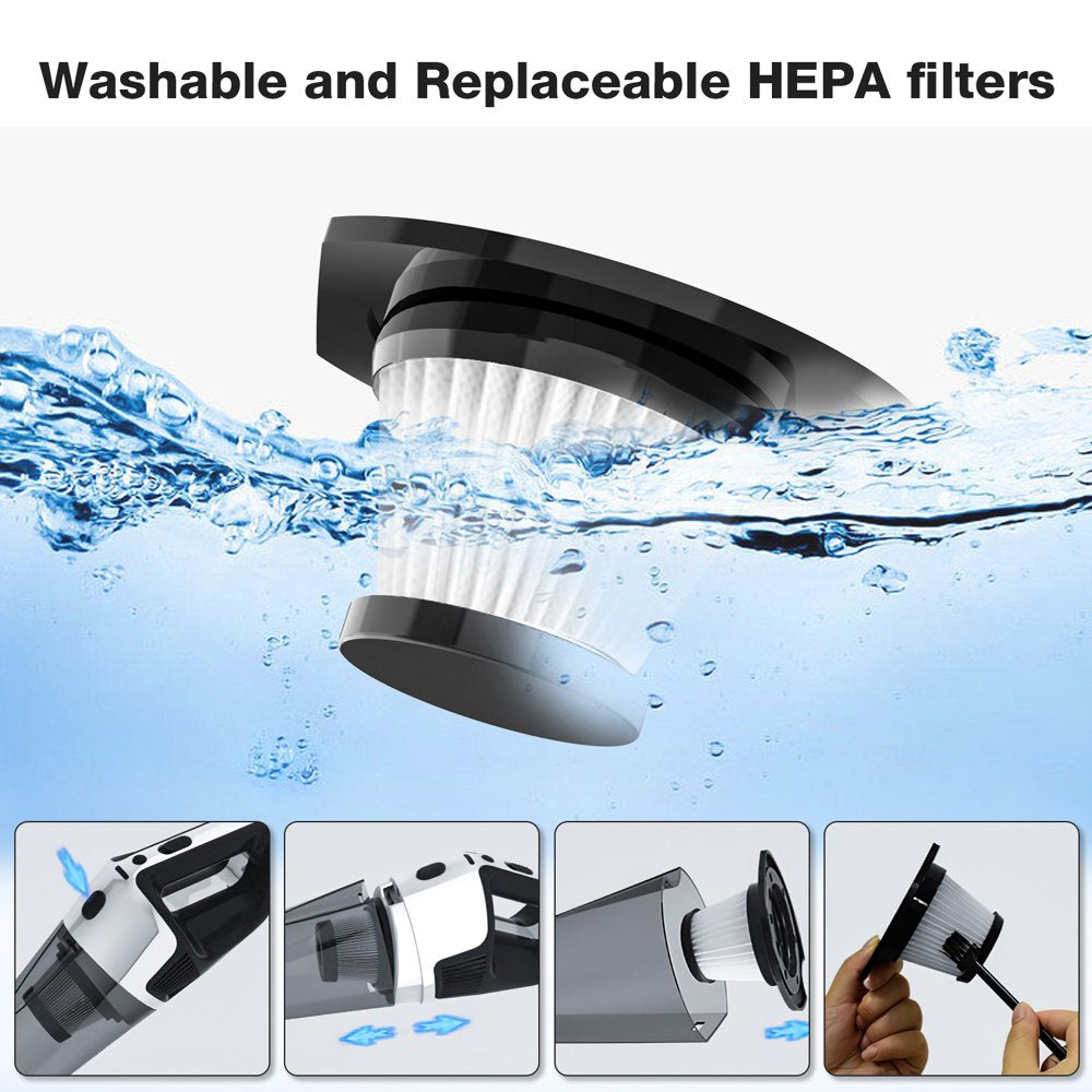 NEXPOW Cordless Handheld Vacuum, 10KPA Wet and Dry Vacuum Cleaner for Home and Car, 12.8V-5C Power