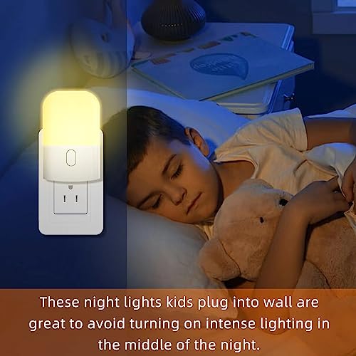 N&B NICE&BRAVO Night Light LED Auto Dusk to Dawn Sensor Light for Kitchen, Bedroom, Kids Room, Hallway, Stairway, Painting Plug in Dimmable Nightlights Lamp Bright with Switch,4 Pack