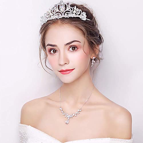 Araluky Silver Tiara and Crown for Women,Jeweled Elegant AB Rhinestones Princess Tiara Costume with Combs Bridal Wedding Prom Birthday Aurora Crown and Rapunzel Girls Tiara gifts for women