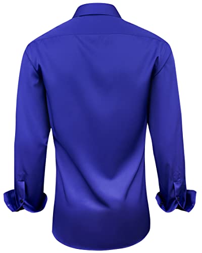 Alimens & Gentle Men's Long Sleeve Dress Shirts Wrinkle-Resistant Regular Fit Flex Button Down Shirt, Color: Flex-Royal Blue, Size: 6X-Large